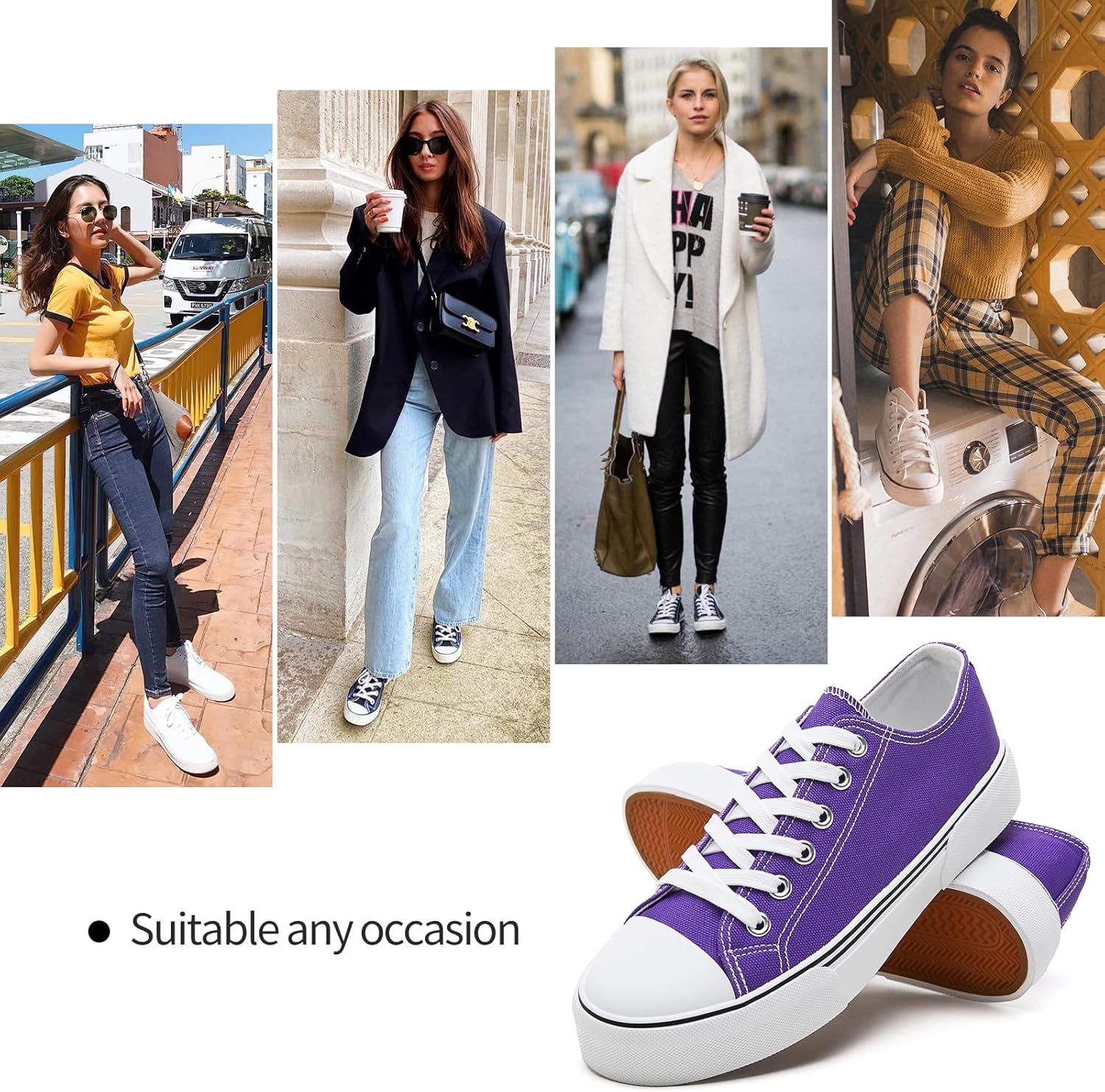 hash bubbie White Sneakers for Women Low Top Canvas Shoes Womens Canvas Sneakers Women's Fashion Sneakers Slip on Casual Tennis Shoes - Image 6