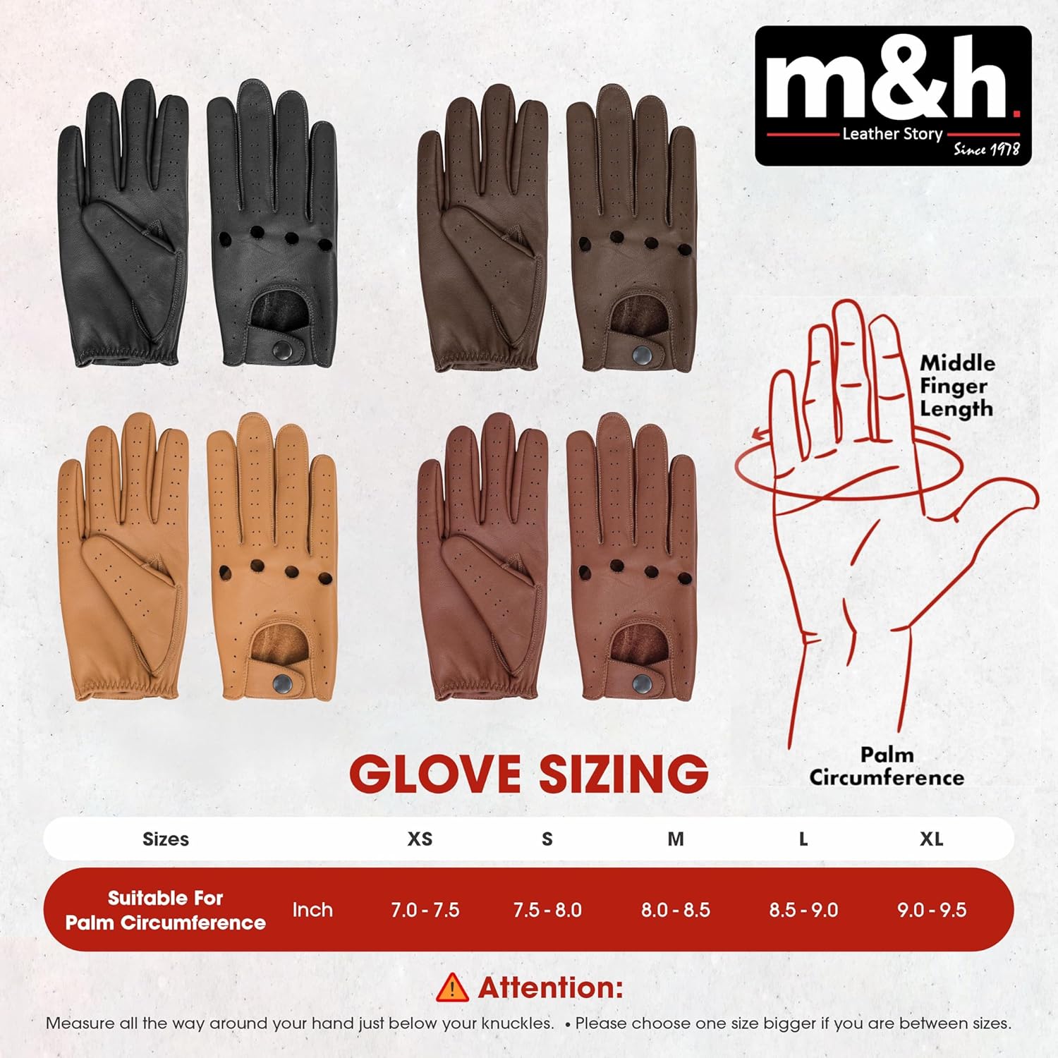 M&H Since 1978 Driving Gloves for Men - Mens Leather Car Gloves - Image 7