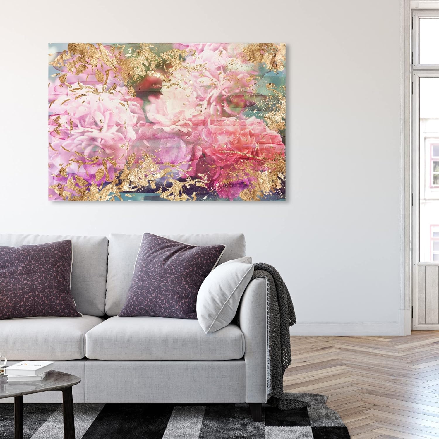 Oliver Gal Artist Co. Floral and Botanical, Canvas Wall Art, 'Rose Rhapsody' Florals, Ready to Hang Living Room, Bedroom and Bathroom Home Décor, 54x36, Pink Canvas Art