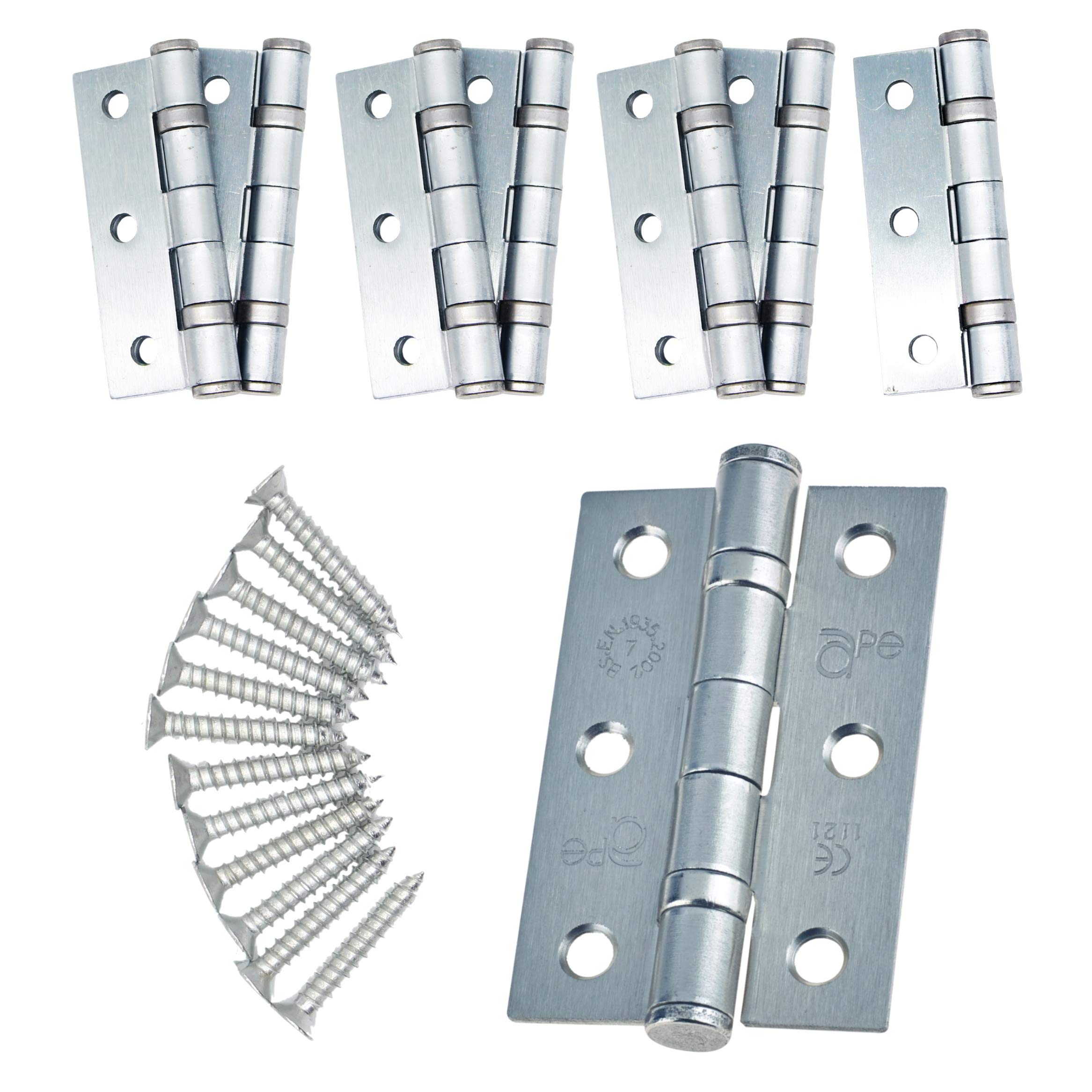 Eai Door Hinge 3" / 76Mm Satin Chrome Ball Bearing Washer Ce Grade 7 For Fire Door 4 Pair