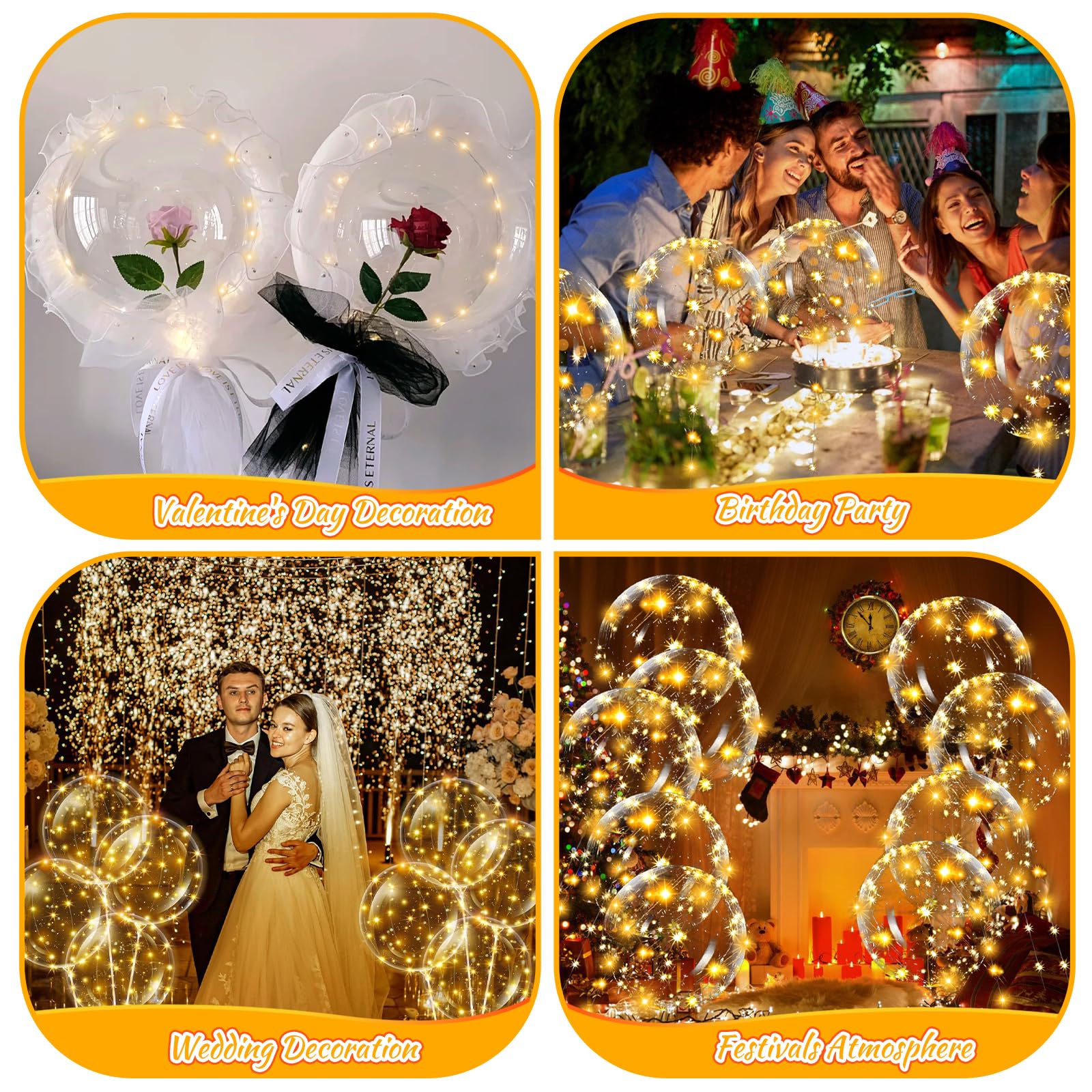 15 Palloncini LED Luminosi Yootiko 20" | Trasparenti Colorati Per Matrimonio, Compleanno, Feste | Riutilizzabili, Riempibili Ad Elio