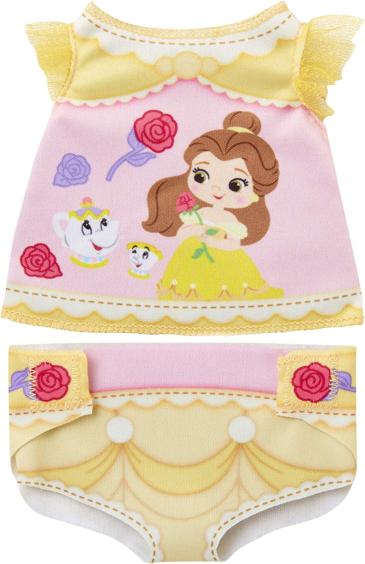 Baby Doll Clothes & Accessories, My Disney Nursery Belle Diaper Accessory Pack Inspired by Disney's Beauty & The Beast Belle Character! Includes Doll T-Shirt, Doll Diaper Cover, Clip with Charm