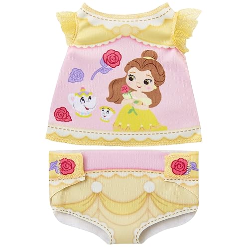 My Disney Nursery Baby Doll Clothes & Accessories, Belle Diaper Accessory Pack Inspired by Disney's Beauty & The Beast Belle Character! Includes Doll T-Shirt, Doll Diaper Cover, Clip with Charm
