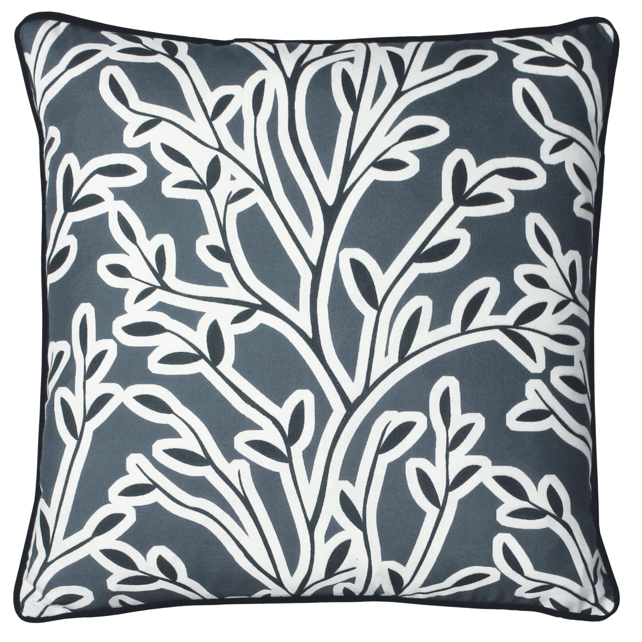 Furn Annika Floral Leaf Printed Cushion Dark Grey