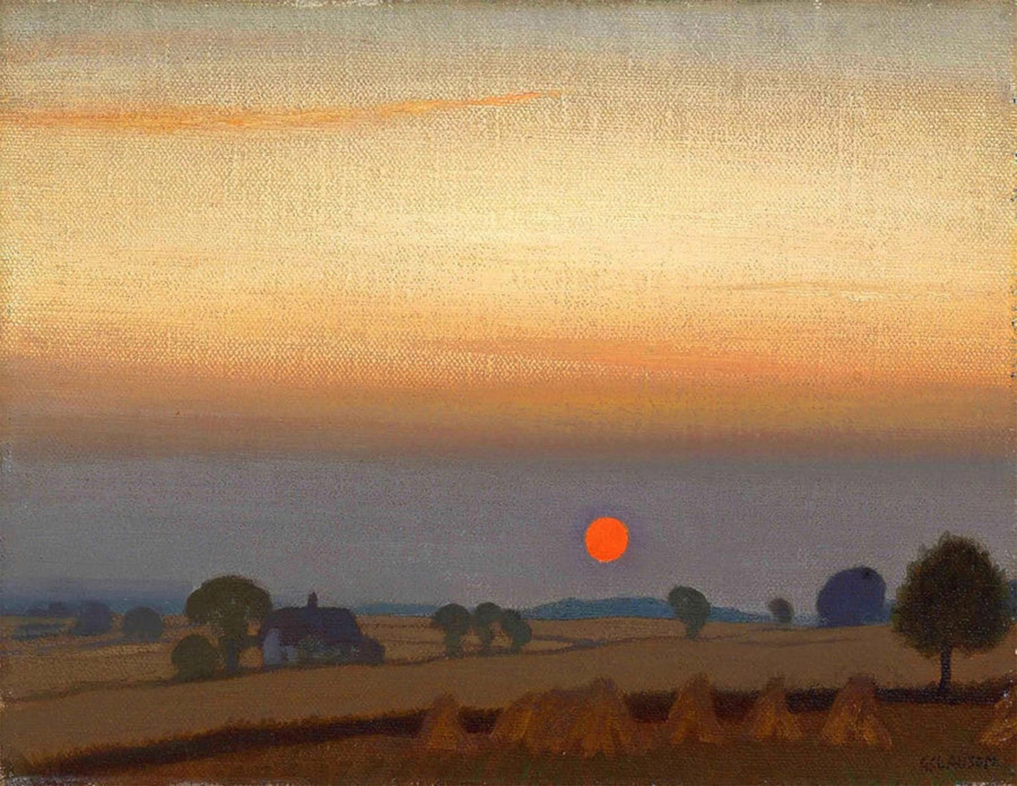 SERENDIPITP Abstract Painting Mural Print Picture Wall Decor Painting Sunset by Sir George Clausen Vintage Wall Artwork for Home Decor 60x90cm
