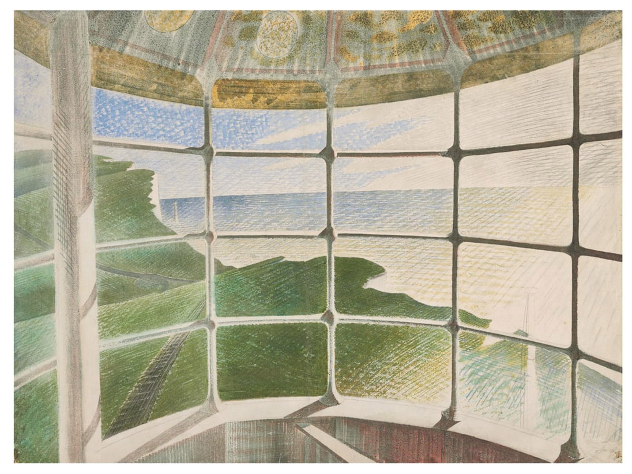 SERENDIPITP Retro Picture Poster Wall Art Pictures Painting Beachy Head Lighthouse by Eric Ravilious Wall Art Canvas Print for Wall Decor 60x90cm