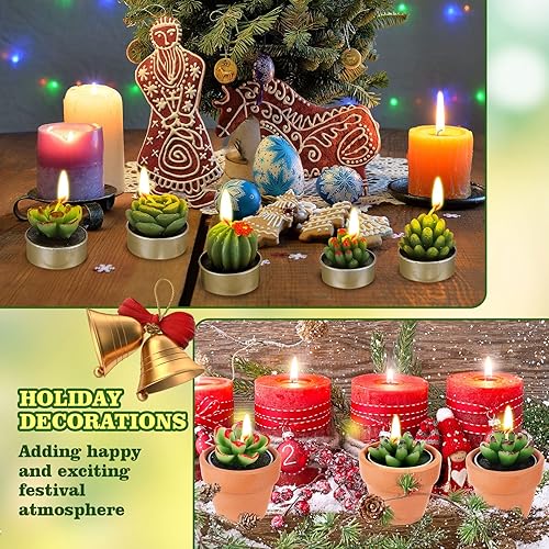 Miniatura 7 de Shihanee Paquete de 24 velas suculentas con maceta de terracota, velas de plantas elegantes hechas a mano para baby shower, cumpleaños, boda,