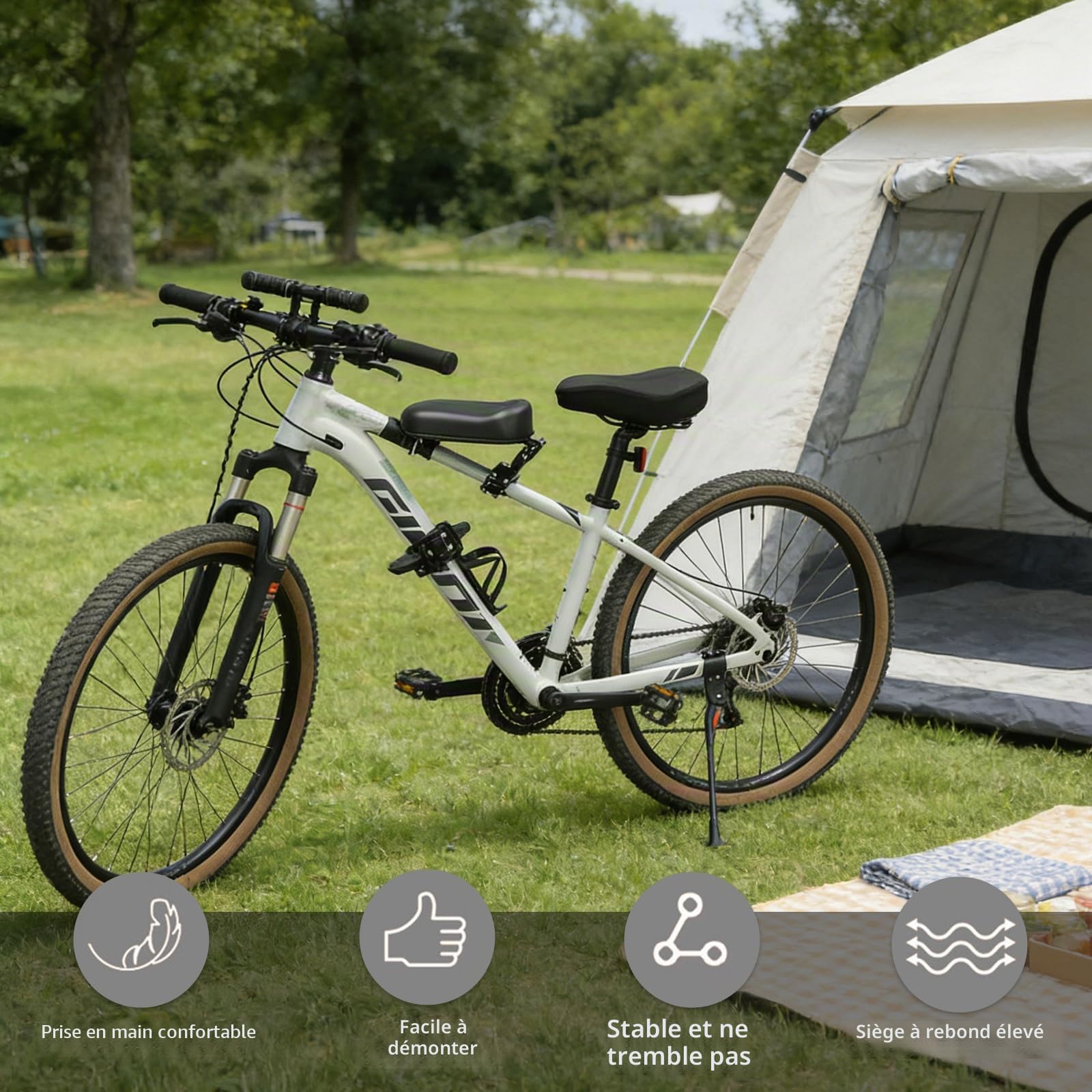 Siege Velo Enfant Avant Siège De Vélo Pour Enfant Siège De Vélo Avant Siege Enfant Velo Avant Siège De Vélo Monté À L'avant Siège De Vélo De Montagne Avec Accoudoir Pédale Pour Enfants 2-5 Ans