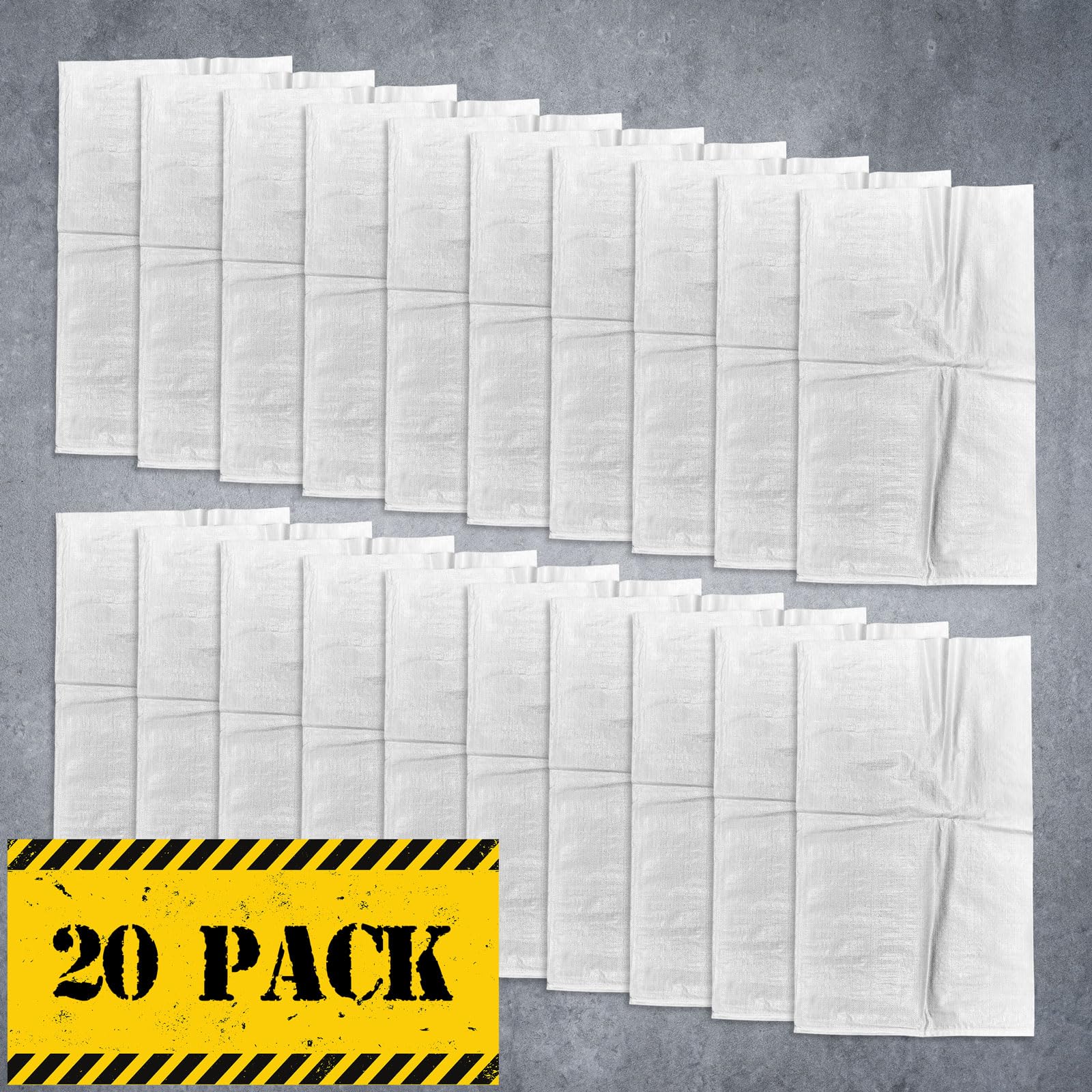 Lot de 20 sacs à gravats tissés réutilisables en polypropylène Blanc XL 60 x 100 cm