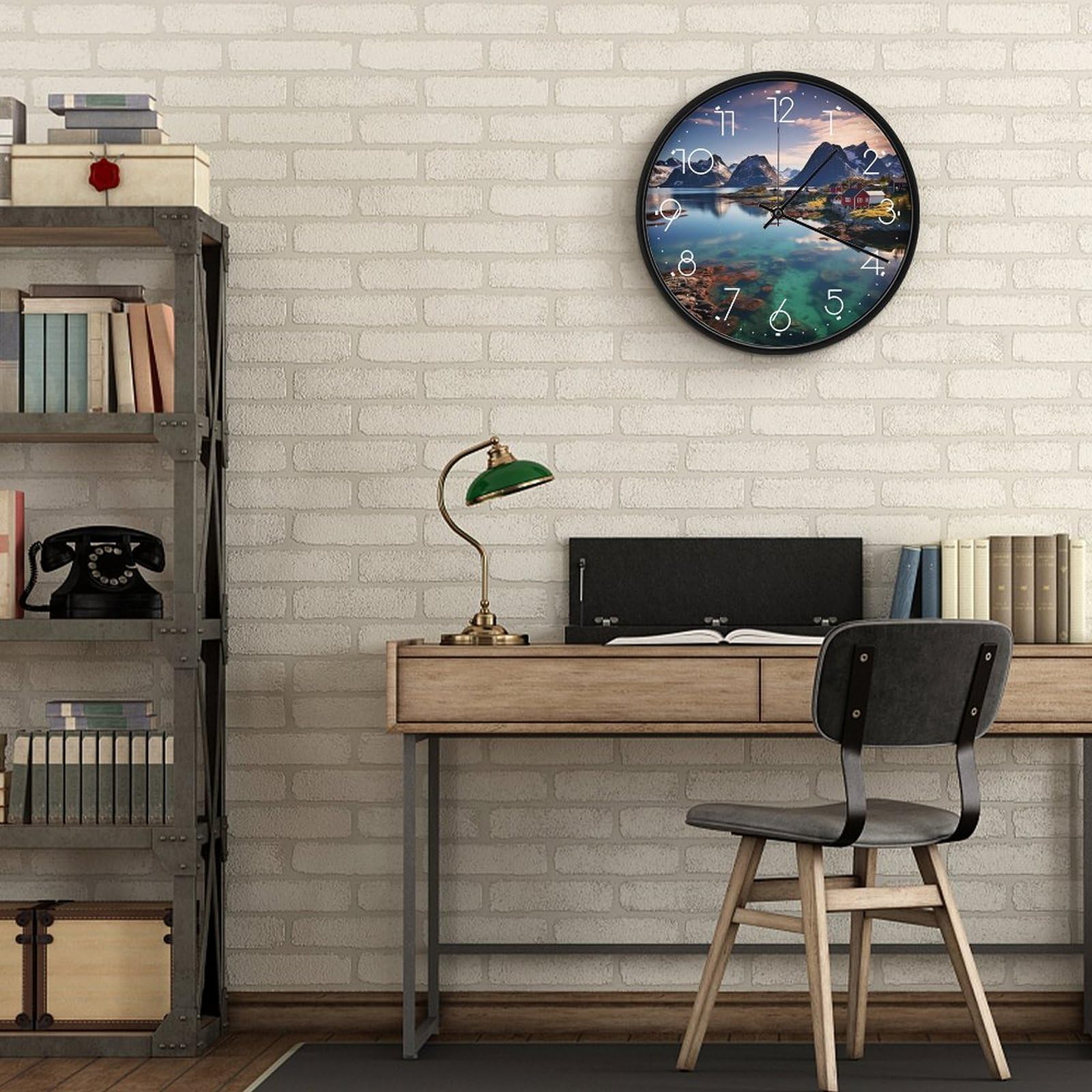 VIDI Horloge murale silencieuse à piles 25,4 cm - Horloge murale moderne sans tic-tac - Décoration pour cuisine, bureau, salle de bain, chambre à coucher