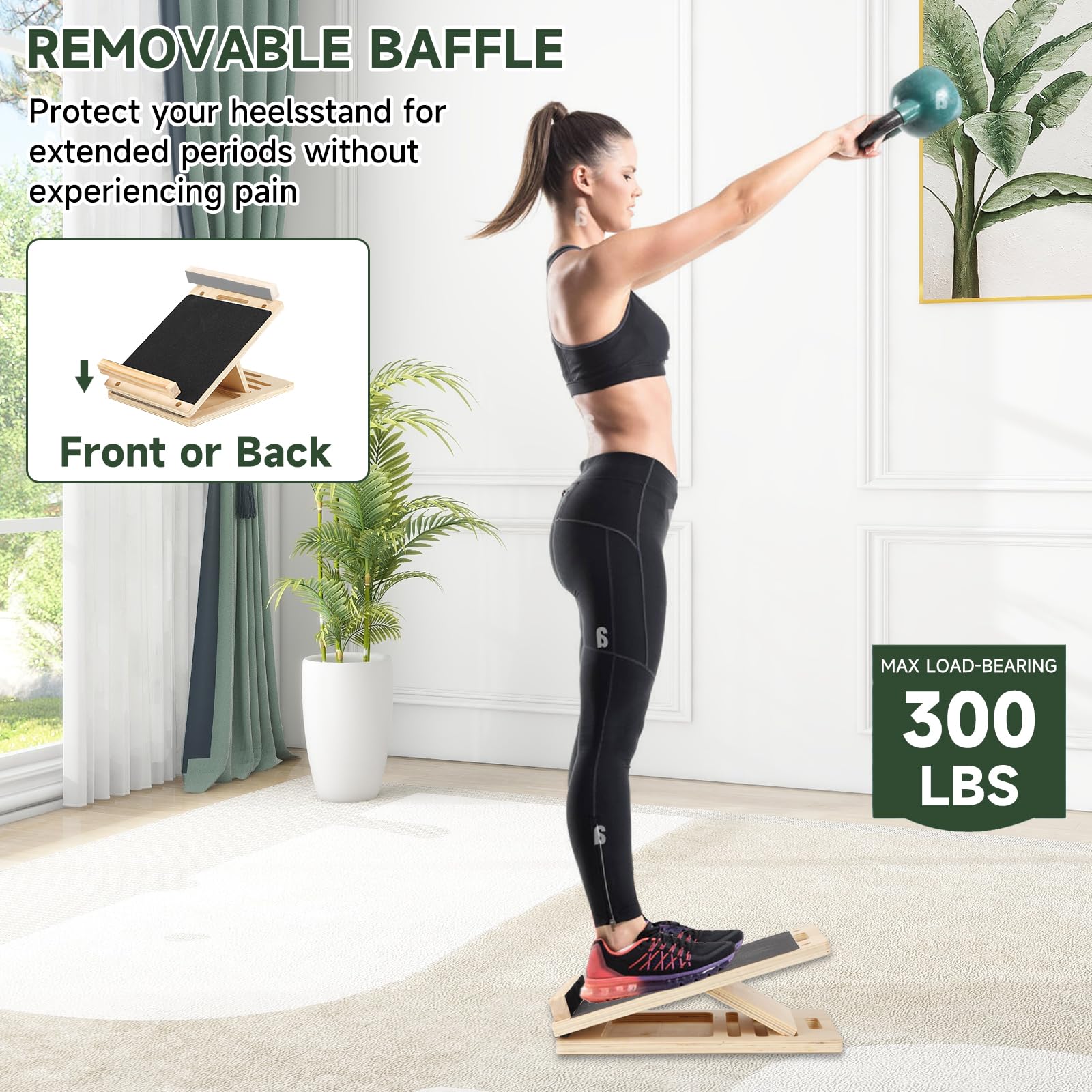 Professionelles Schrägbrett aus Holz, Verstellbares Wadendehner und Neigungsbrett, langlebig mit Rutschfester, Schrägbrett Wadentrainer Wadenstrecker für Wadenstreckung, Fitnessstudio