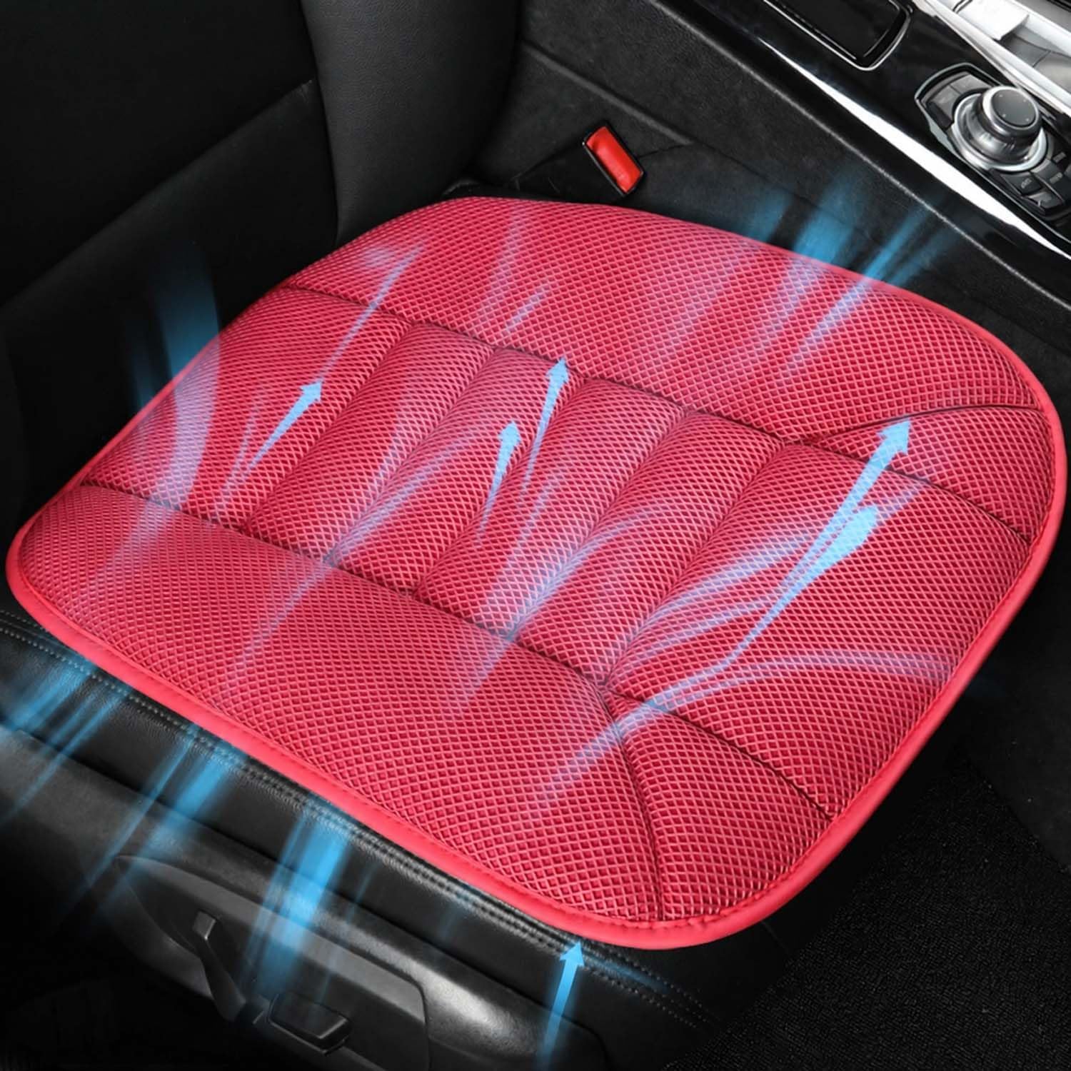 Mesh Car Seat Cushion for Driving, Summer Cooling Breathable 3D Air Car Seat Pad for SUV Pickup Truck Or Office Chair (Red)