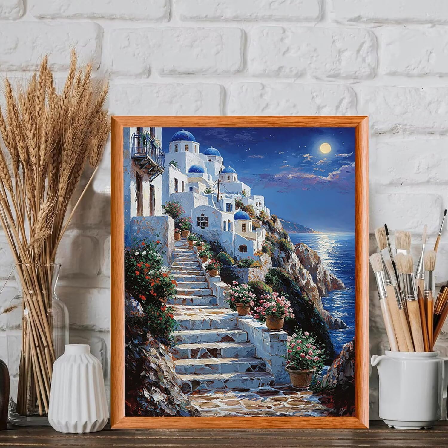 WEISHIWE Malen nach Zahlen Erwachsene Insel Santorini, 70x90cm x-885
