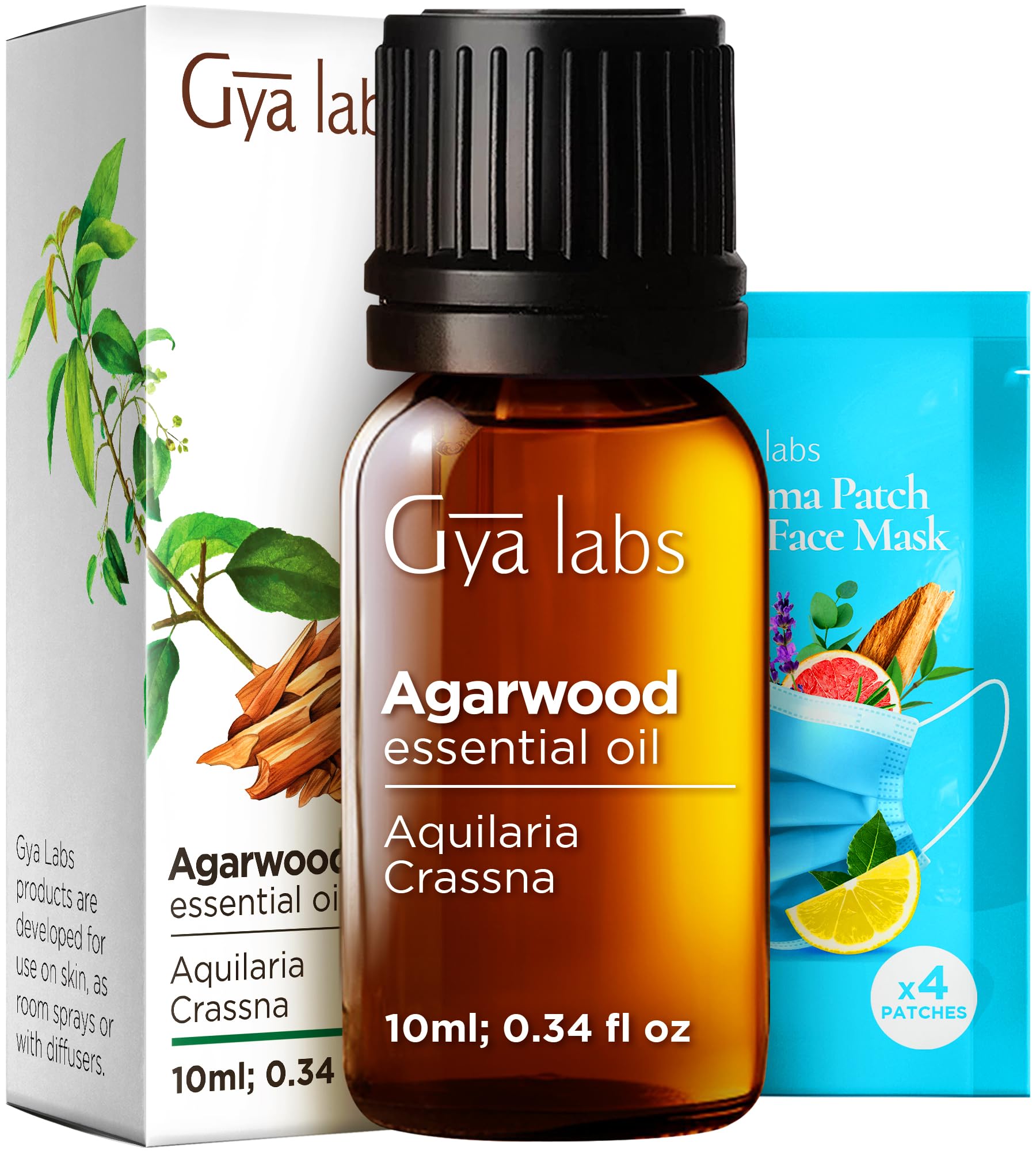 Gya Labs Agarwood Essential Oil - 0.34 Fl Oz - for Hair, Skin, Diffuser, Aromatherapy & DIY Candle Making ScentClimatePartner certified