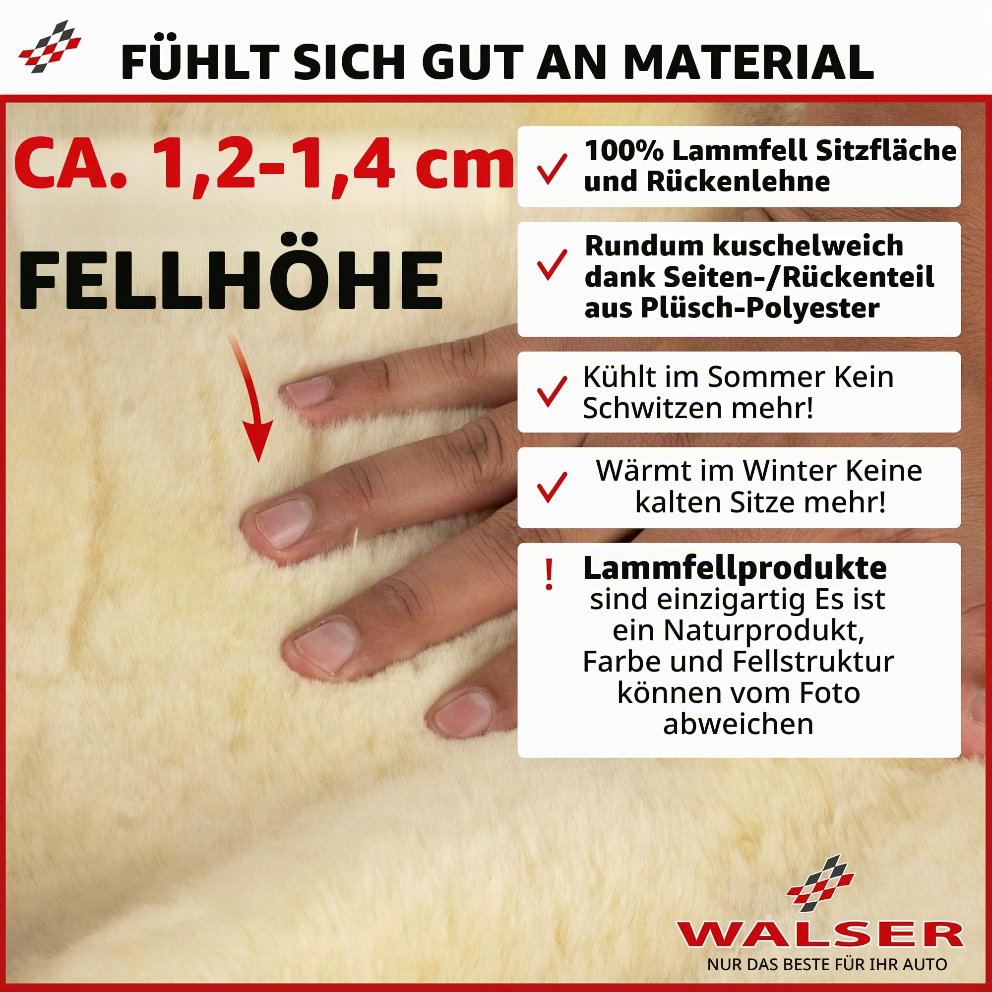 Walser Autositzbezug Lammfell Monette schwarz mit Zipp IT System 1-teilig Sitzbezug