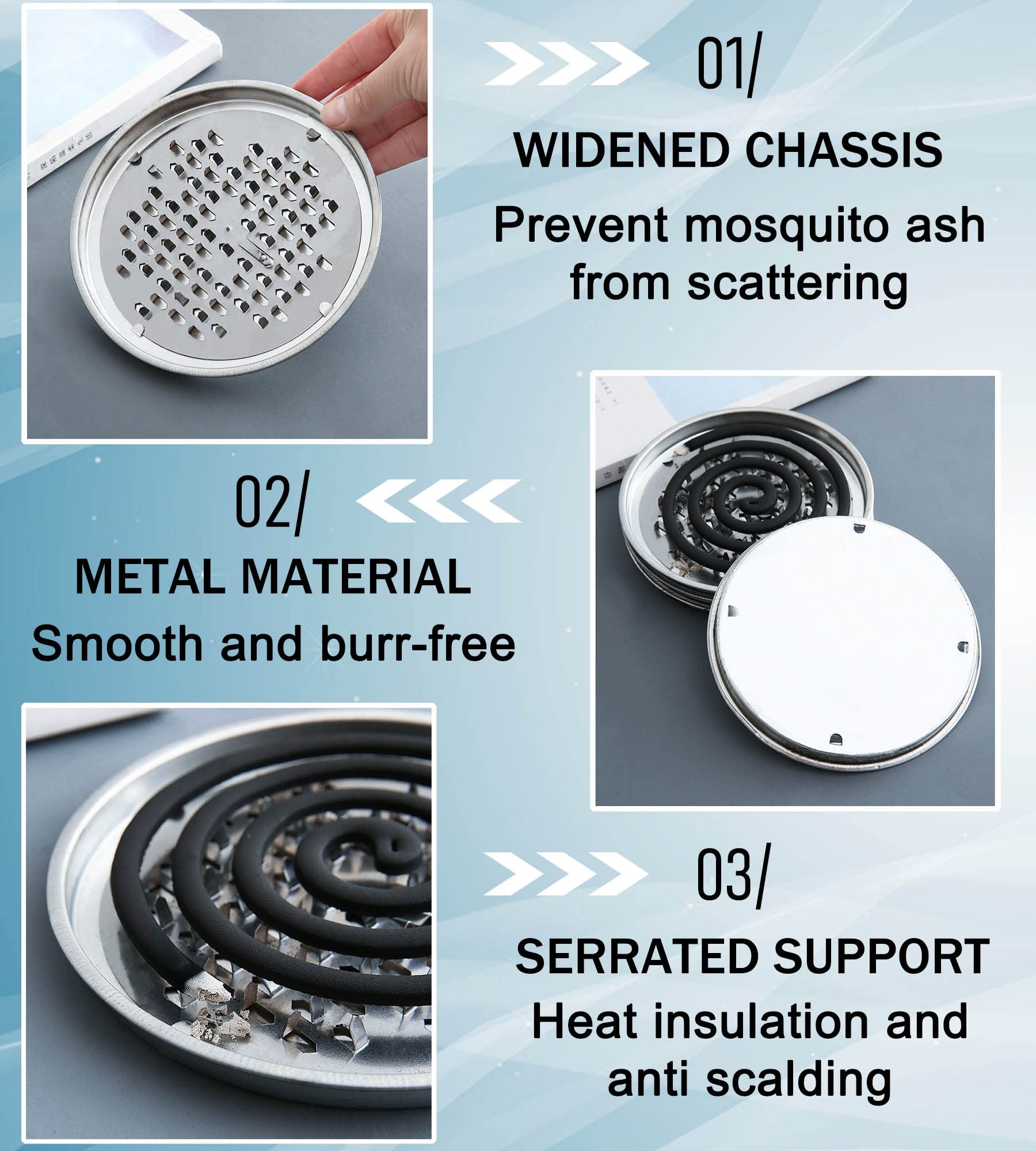 2 Pezzi Porta Zampironi, Porta Bobina Repellente, Porta Zampirone Portatile Acciaio Inox, Porta Incenso Anti Zanzara per Casa Campeggio Viaggi