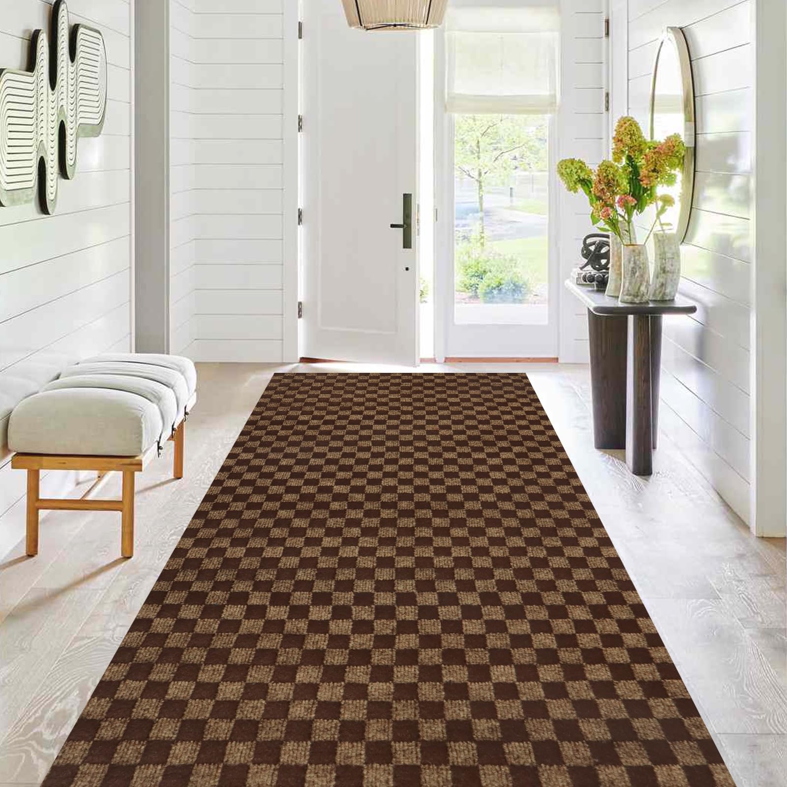 Runner Rug 3 ft x27 ft, Outdoor/Indoor Rug with Rubber Backing Non Slip for Hallway, Kitchen, Patio, Laundry, RV, Entryway, Garage, Bathroom, Area Rug