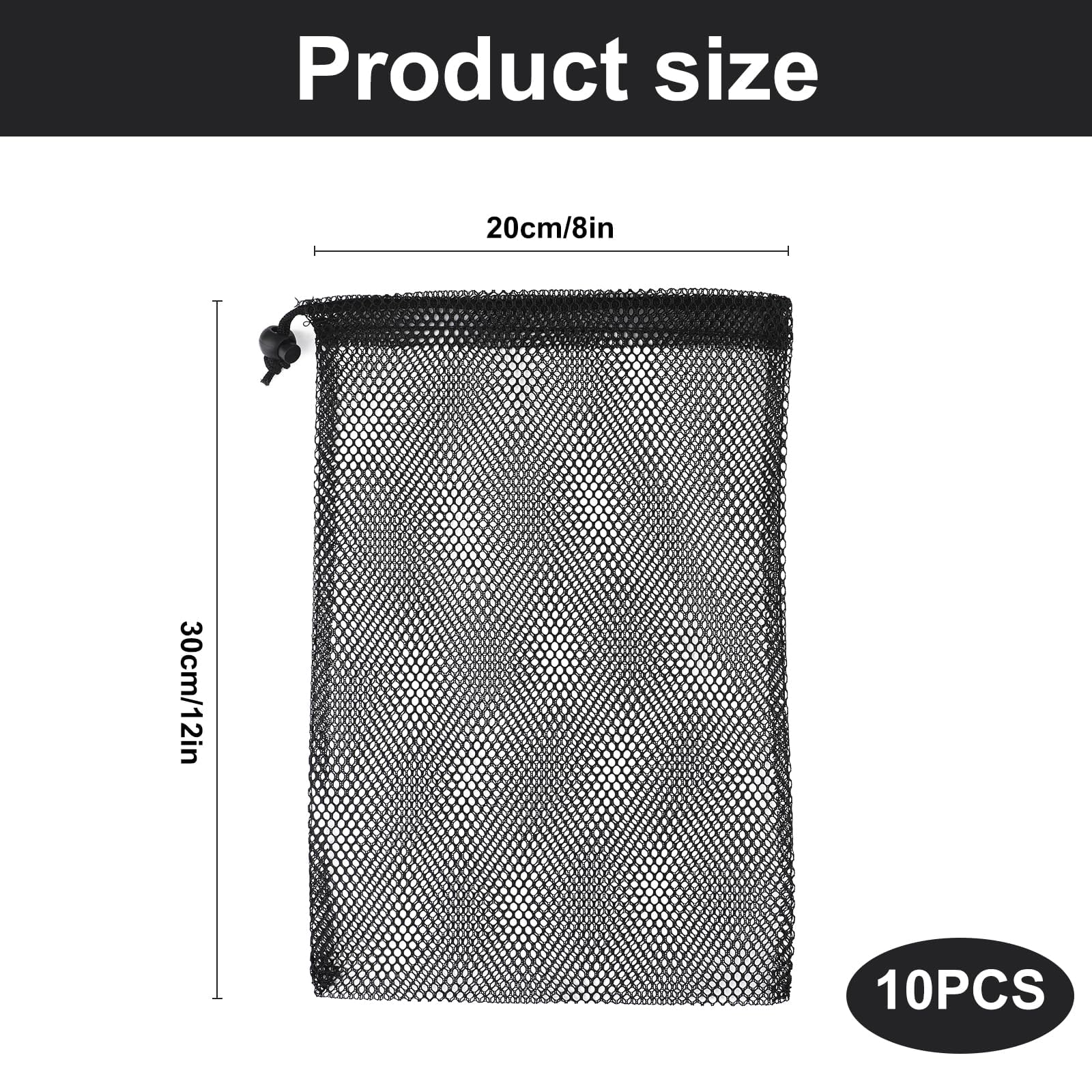 10 szt. 20 x 30 cm siatkowe torby ze sznurkiem czarne siatkowe nylonowe torby siatkowe torby na pranie torby wielokrotnego użytku na zabawki przechowywanie sportu nurkowanie zajęcia na świeżym