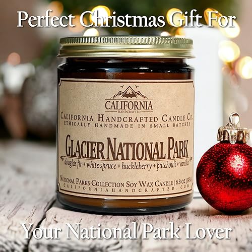 Miniatura 4 de California Handcrafted Glacier National Park All-Natural Soy Wax Candle - Douglas Fir, White Spruce & Huckleberry - 9 oz Amber Jar for Outdoor