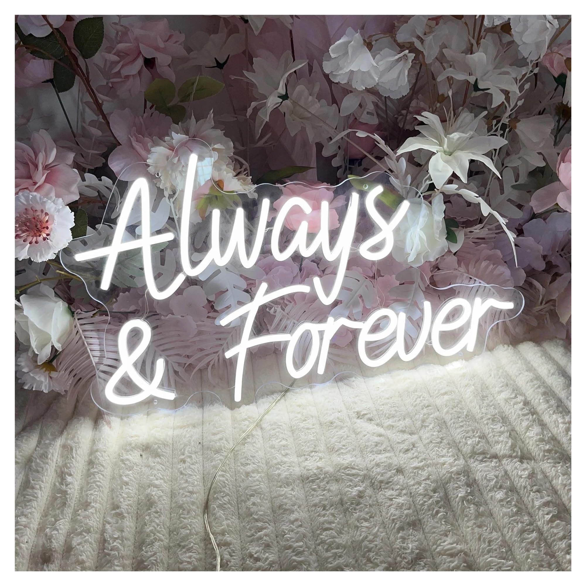 Leuchtreklame Always & Forever Neonschild LED-Licht Dimmbar Für Valentinstag, Hochzeit, Romantisches Paar, Schlafzimmer, Party, Wanddekoration, Lampe, 19.69inx11.81in