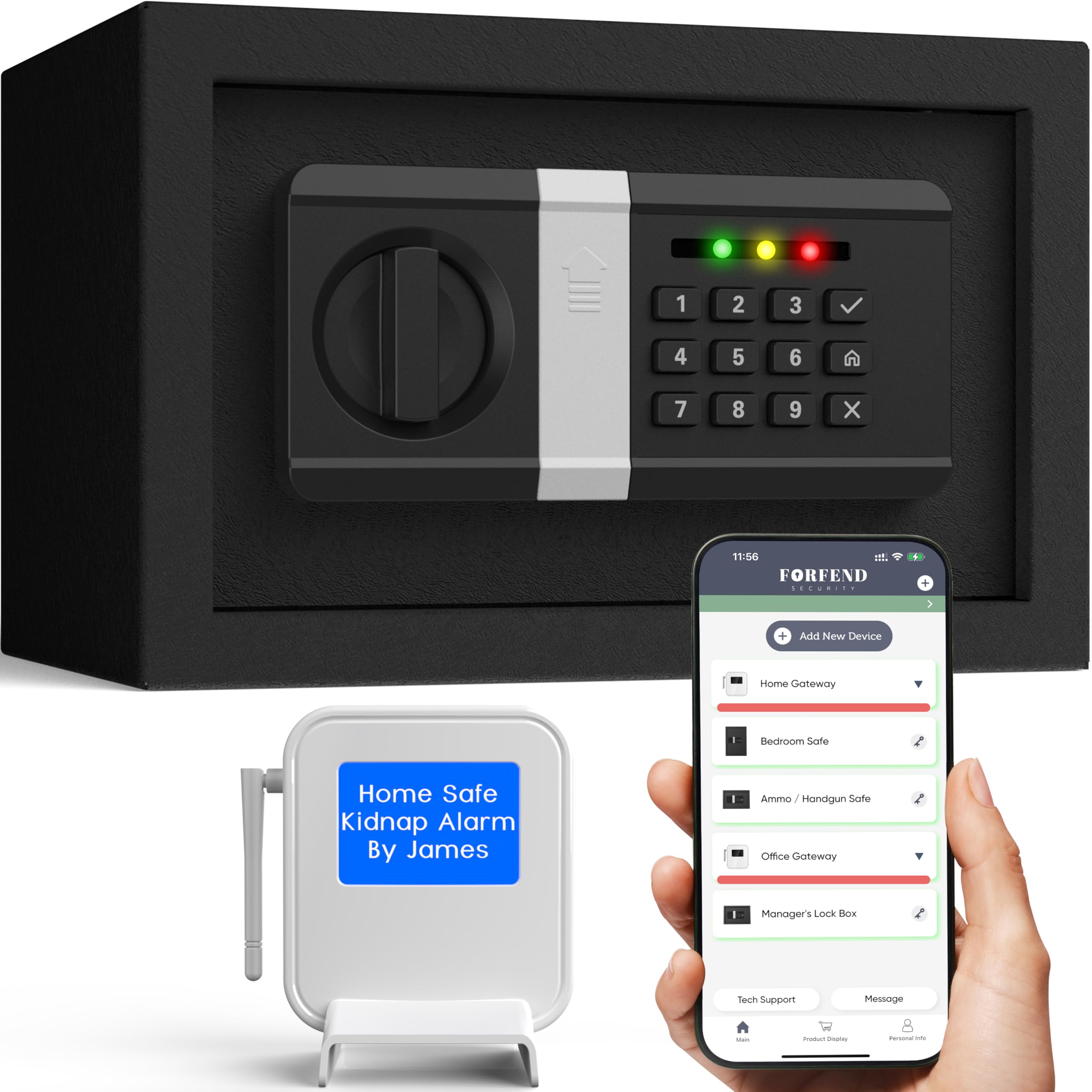 FORFEND Smart Home Safe | WiFi Safe Box App Lock/Alarm | Voice Command, Kidnap Alarm, Tamper Detect, Frozen Mode, Sub Account| Digital Safe Anti Theft