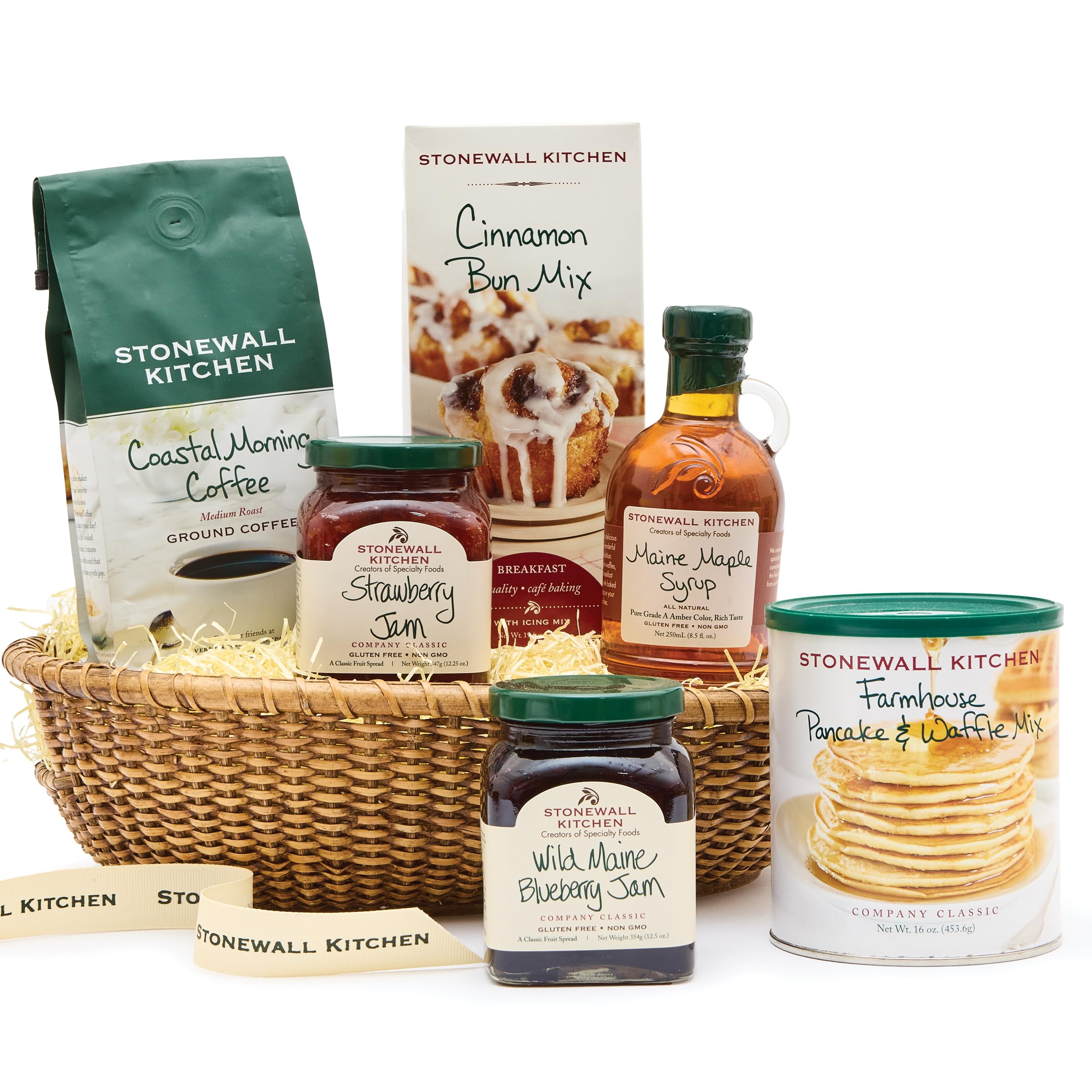 New England Breakfast 6-Piece Gift Set with Reusable Basket