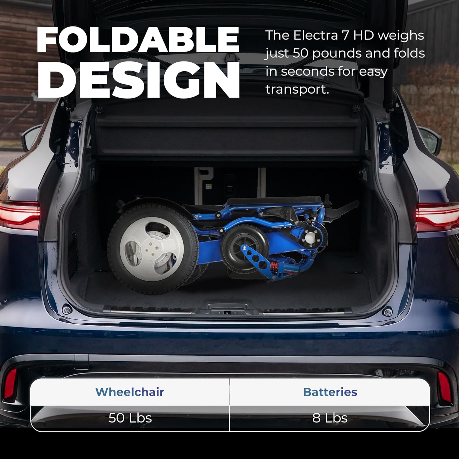 Electra 7 HD folded in car trunk