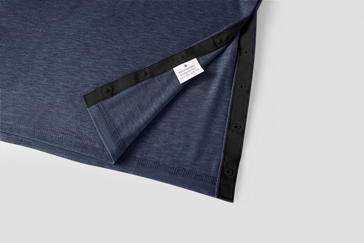 Poriff Men's Post Shoulder Surgery Recovery Shirts Full Tear Away Short Sleeve Snap Chemo Port Access Shirt - Image 5