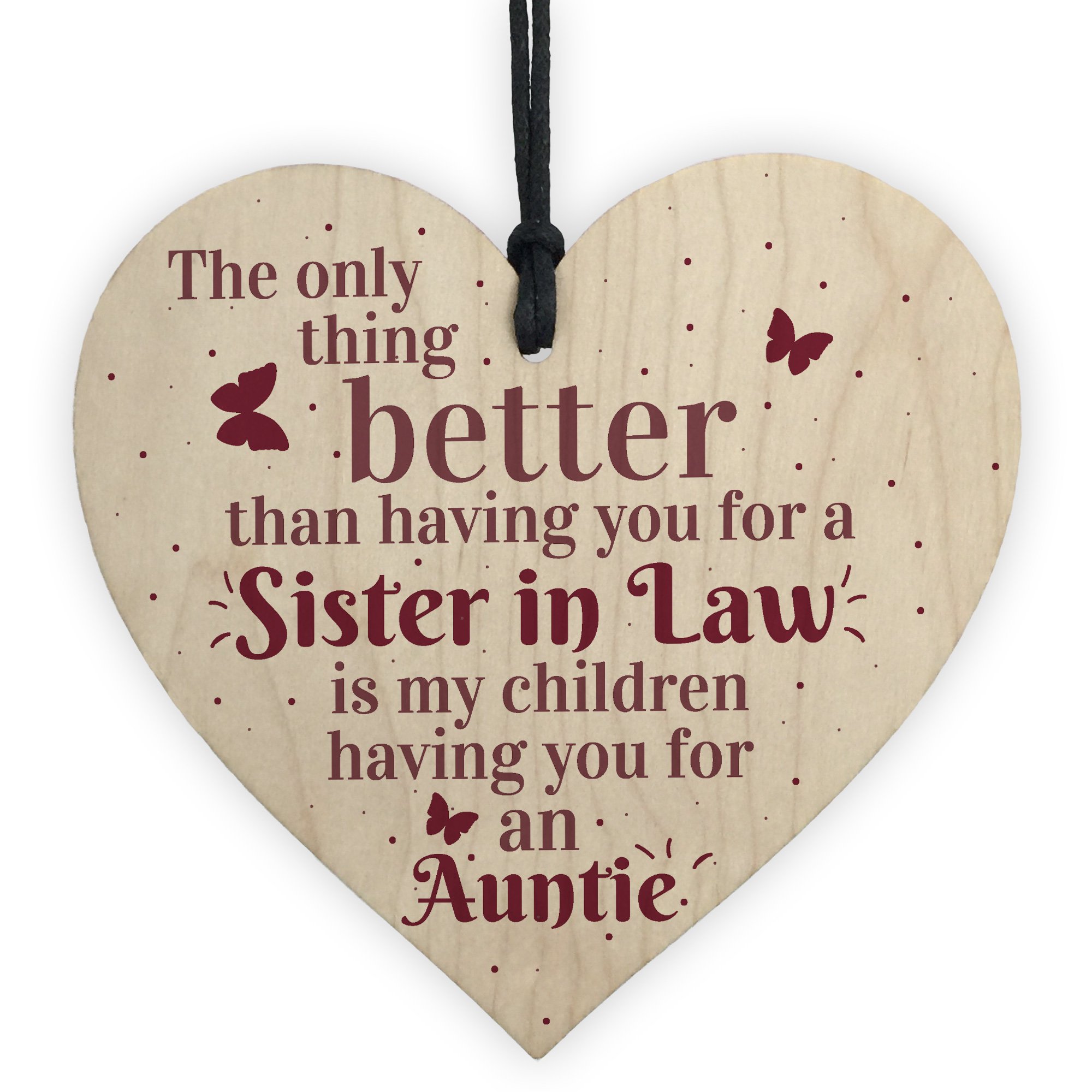 Red Ocean Handmade Sister In Law Auntie Wooden Heart Shabby Chic Thank You Gifts For Her Friendship Sign