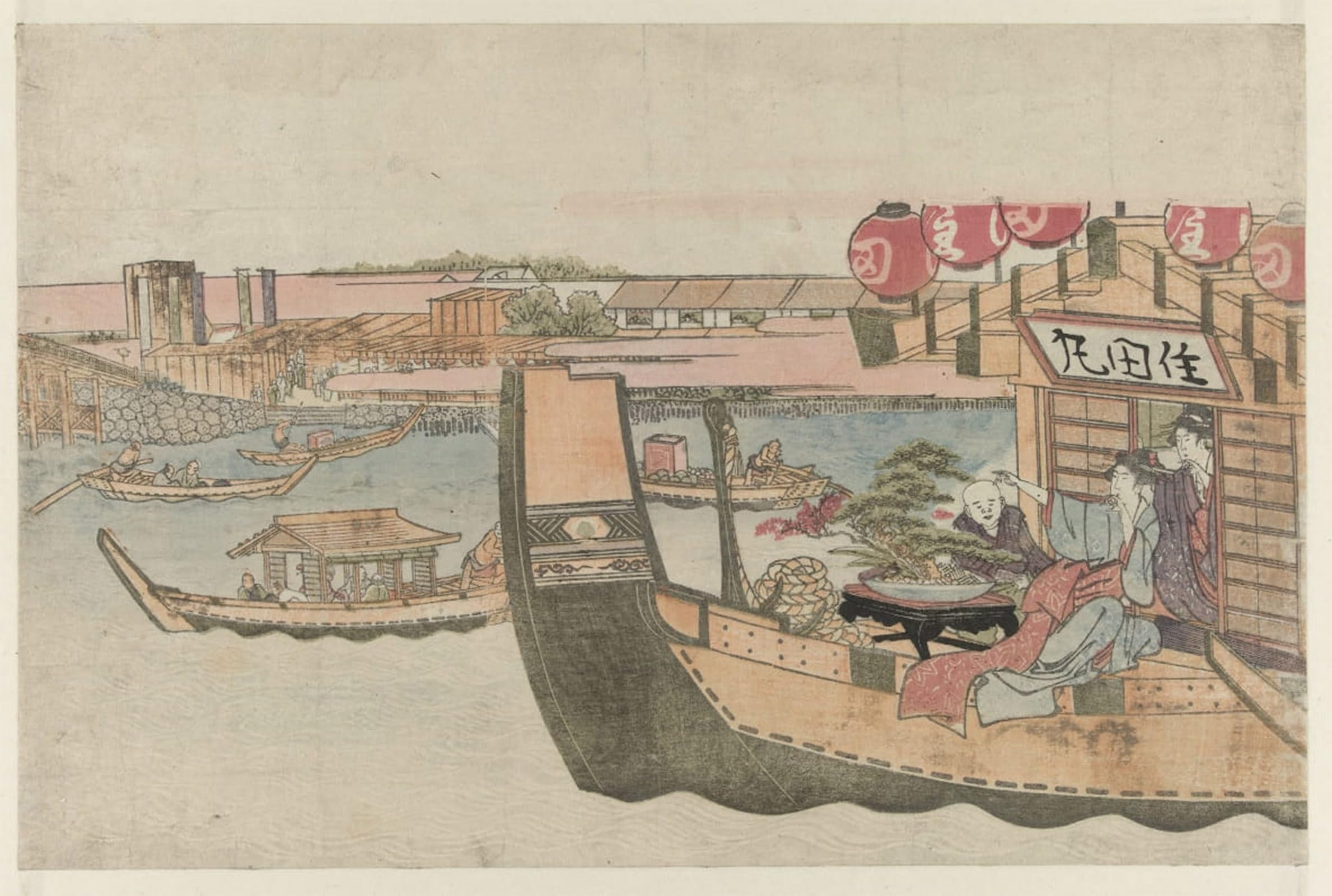 ARTXLXXBN Famous Print Painting Colorful Art Print Boating on Sumida River by Katsushika Hokusai Canvas Art Decorations for Home Decor 60x90cm
