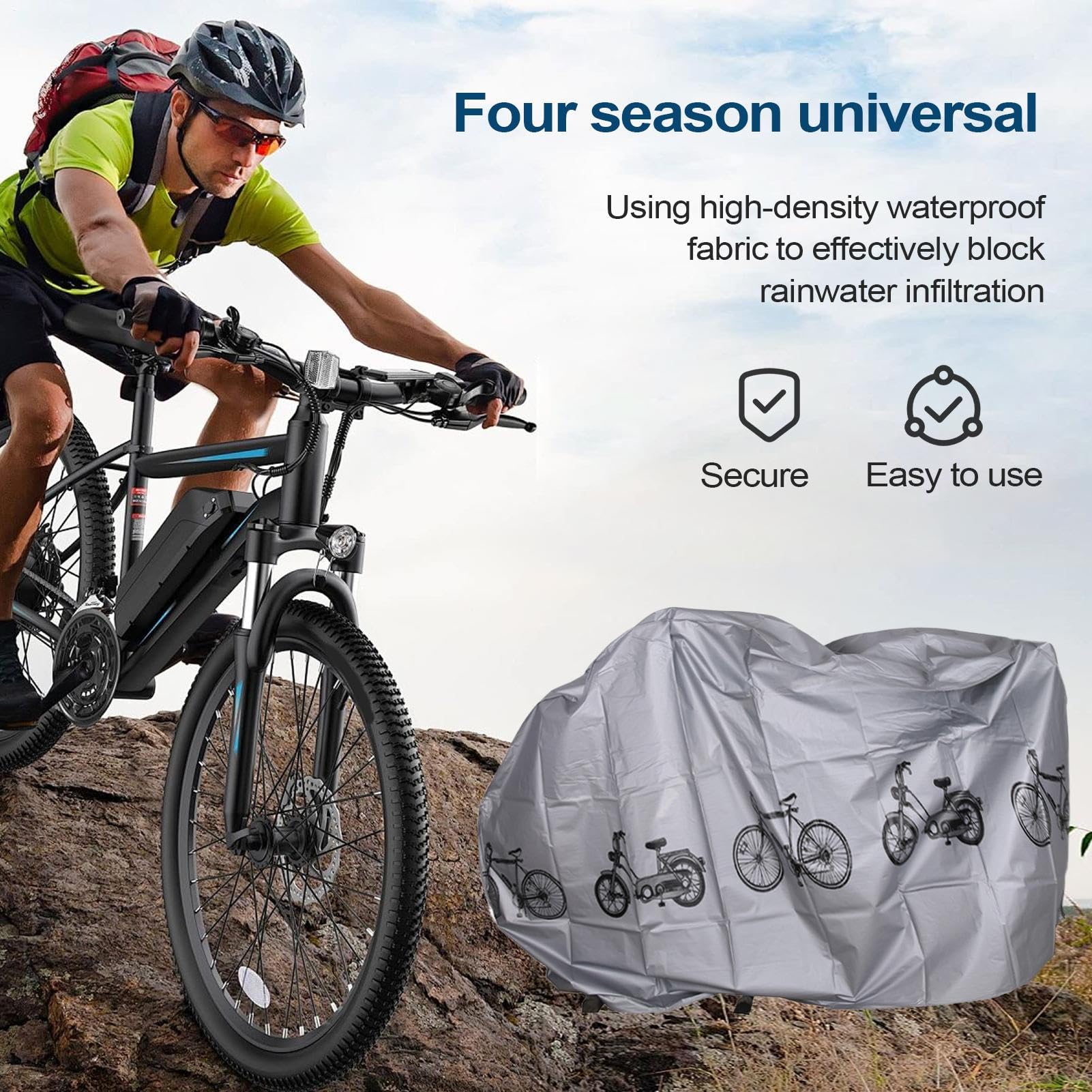 Telo Copri Bici Da Esterno Impermeabile, 200 X 100 Cm Copertura Anti Pioggia Per Bicicletta, Universale Copri Bicicletta Da Esterno Anti Polvere Pioggia Antis Neve Protezione UV