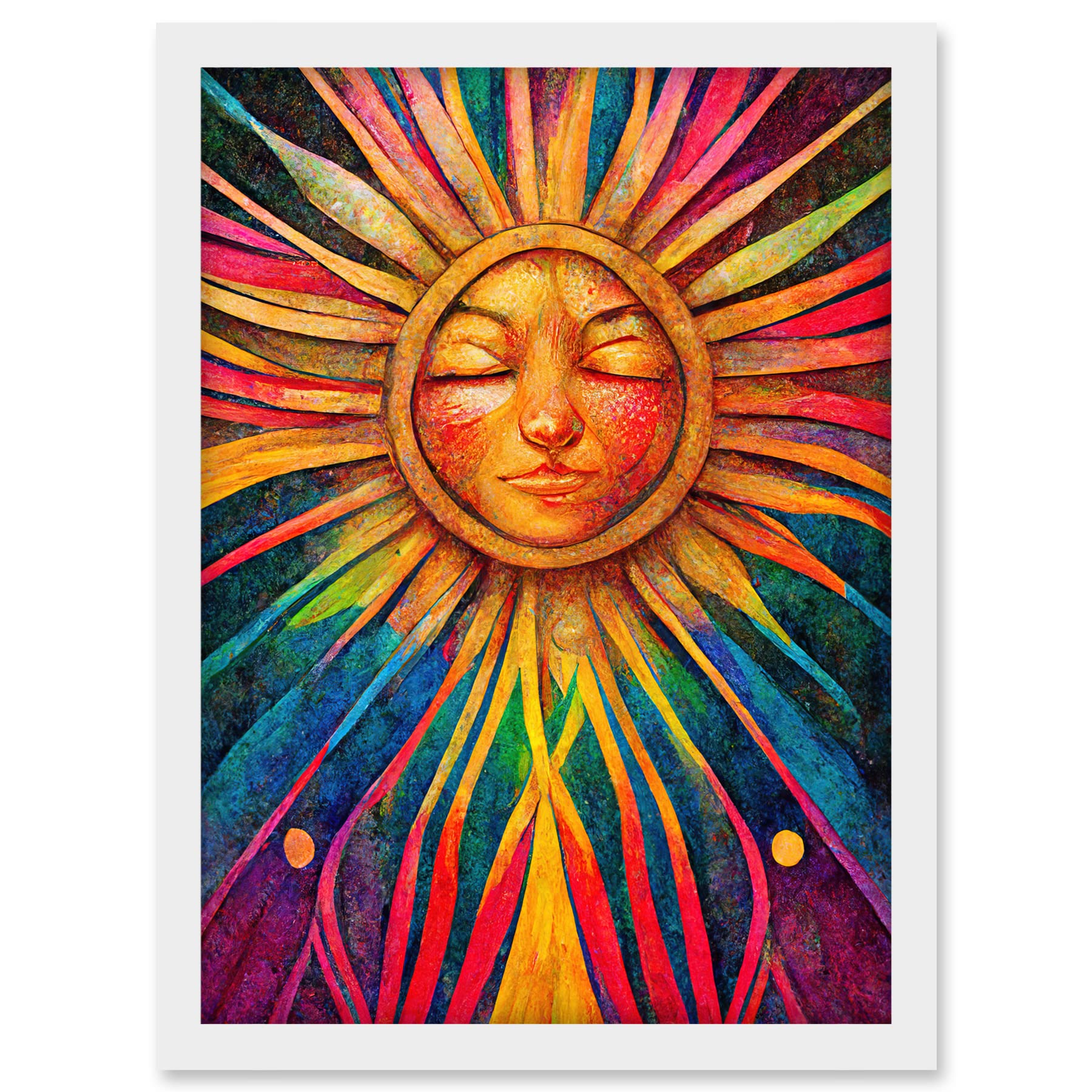 Doppelganger33 LTD Multicoloured Sun Rainbow Spiritual Artwork Framed A3 Wall Art Print