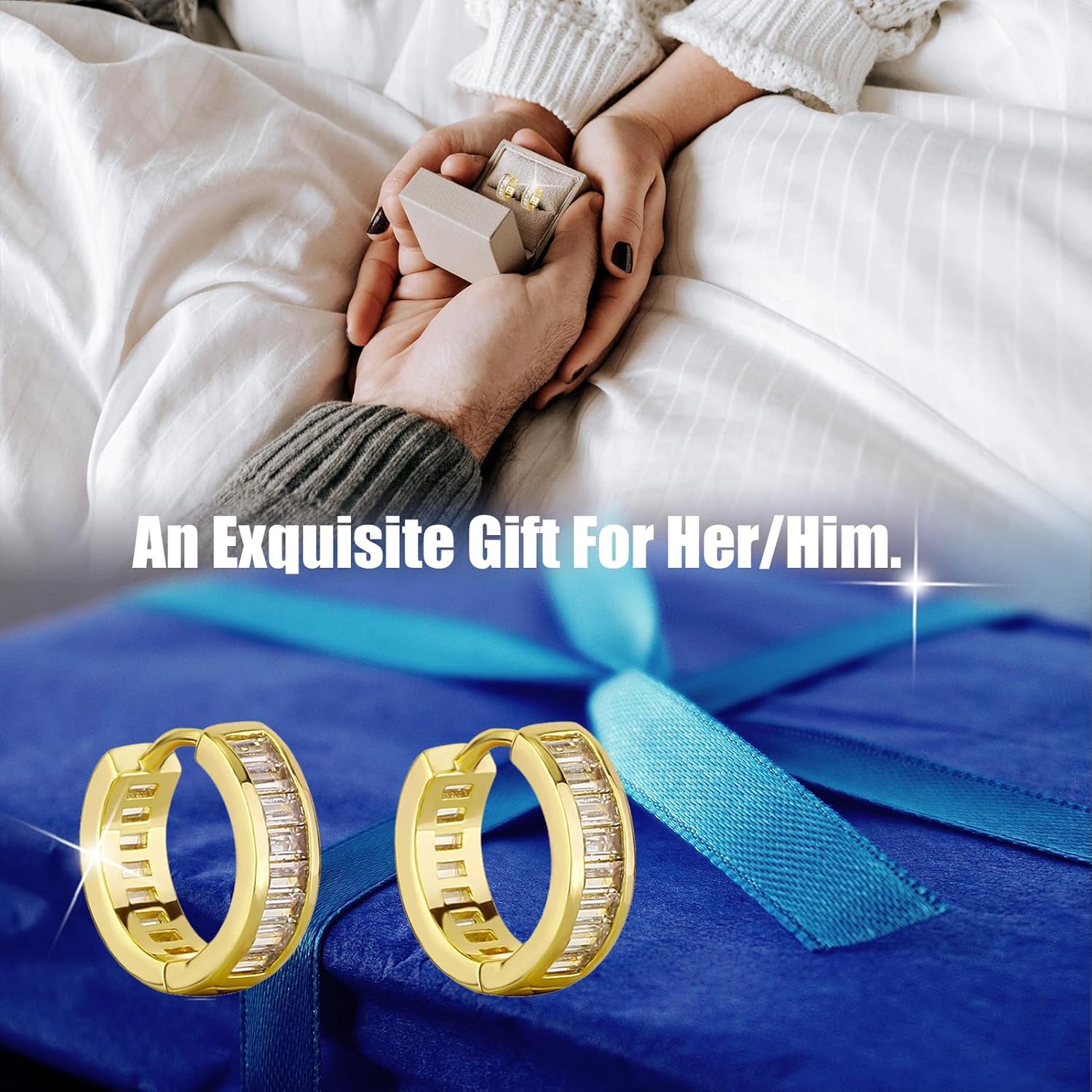 Hoop Earrings for Women 18K Gold Plated Iced Out Silver Huggie Earrings for Men Hypoallergenic Cubic Zirconia Earrings - Image 4