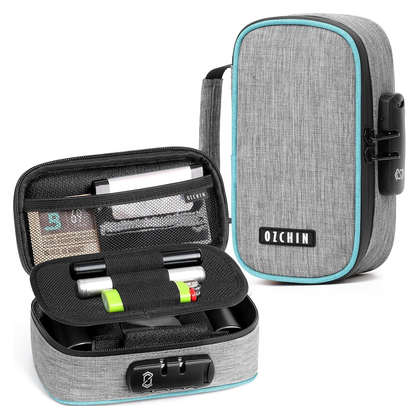 OZCHIN Smell Proof Bag with Combination Lock File Organizer Case Container Medicine Lock Box Odorless Storage Bag Great Gift for Friend (grey, S)
