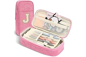 Personalized Initial Pencil Case, Aesthetic J Pink Pencil Pouch for Office Supplies
