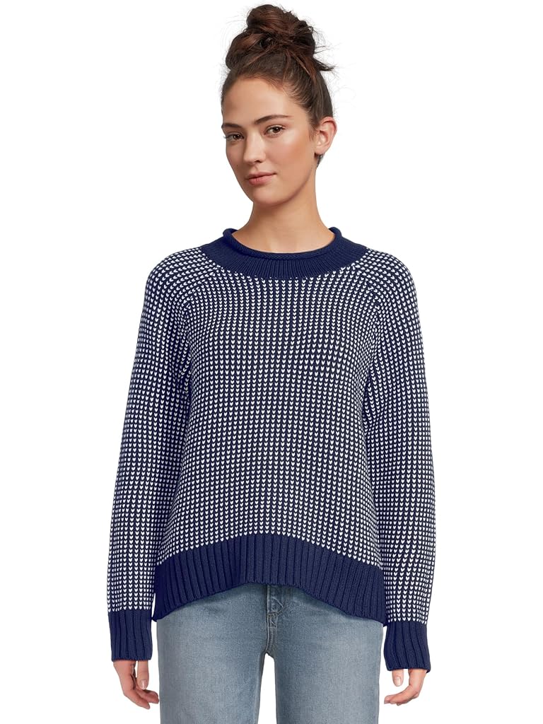 Navy L.L.Bean Signature Original Cotton Rollneck Novelty Sweater