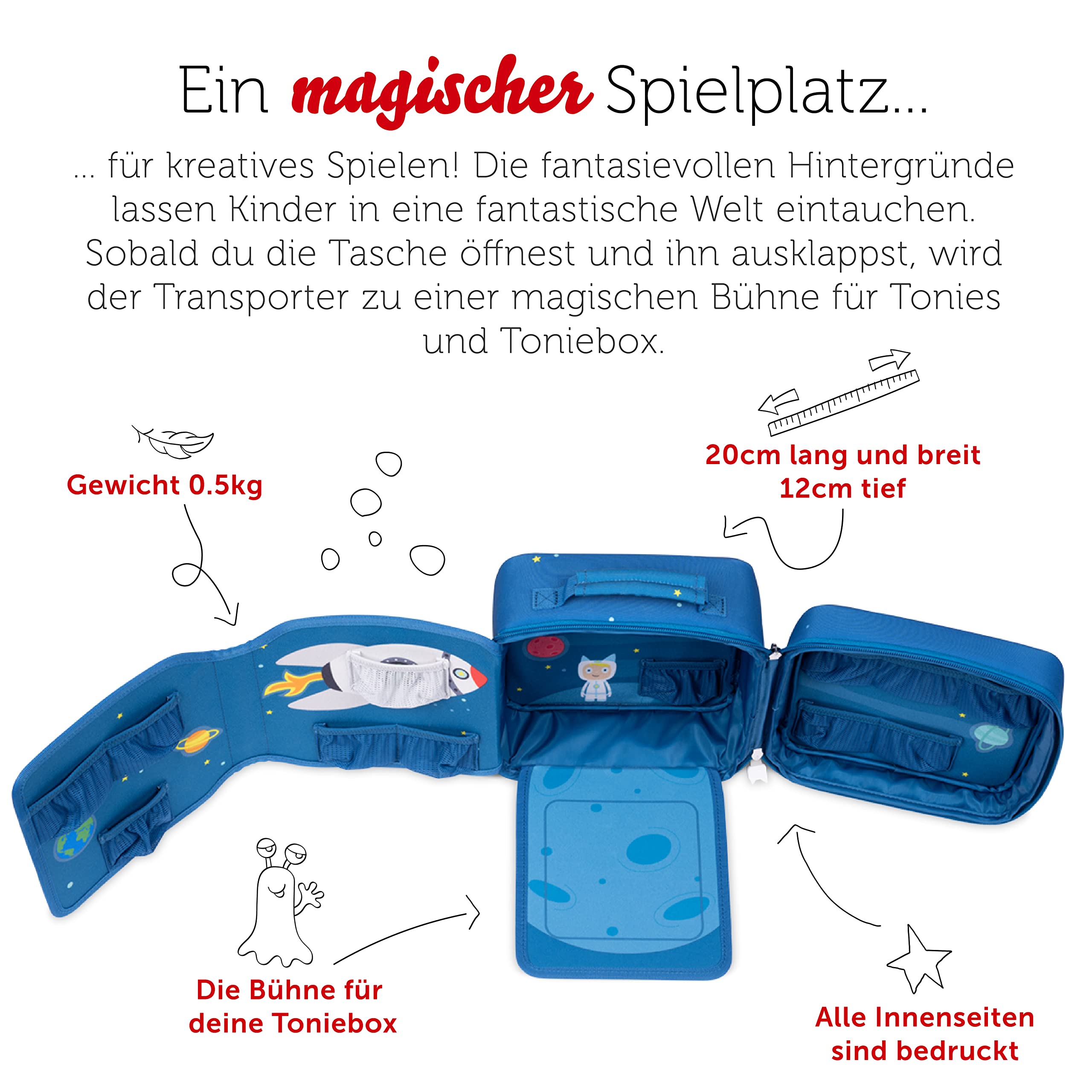Tonies Trasportatore Magico 'Unter Dem Zaubermond' | Borsa Da Viaggio Per Toniebox, 14 Personaggi E Accessori | 20x20x12 Cm In PET Riciclato