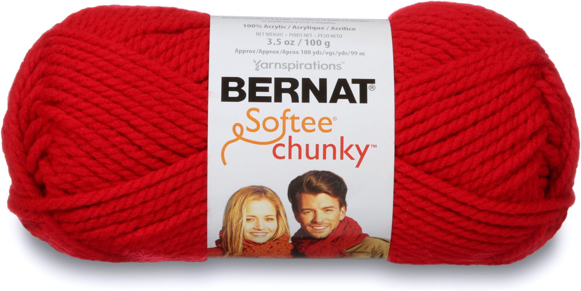 Bernat Softee Chunky Yarn, Berry Red, Single Ball