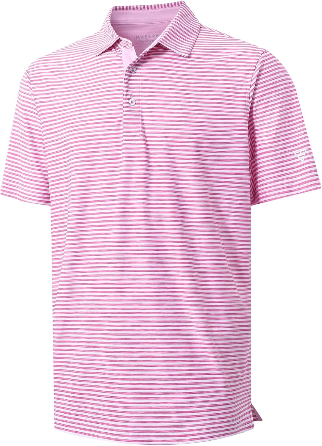 M MAELREG Golf Polo Shirts for Men Short Sleeve Dry Fit Striped Performance Moisture Wicking Collared Casual Mens Golf Shirt