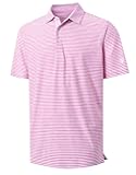 Golf Polo Shirts for Men Short Sleeve Dry Fit Striped Performance Moisture Wicking Collared Casual Mens Golf Shirt