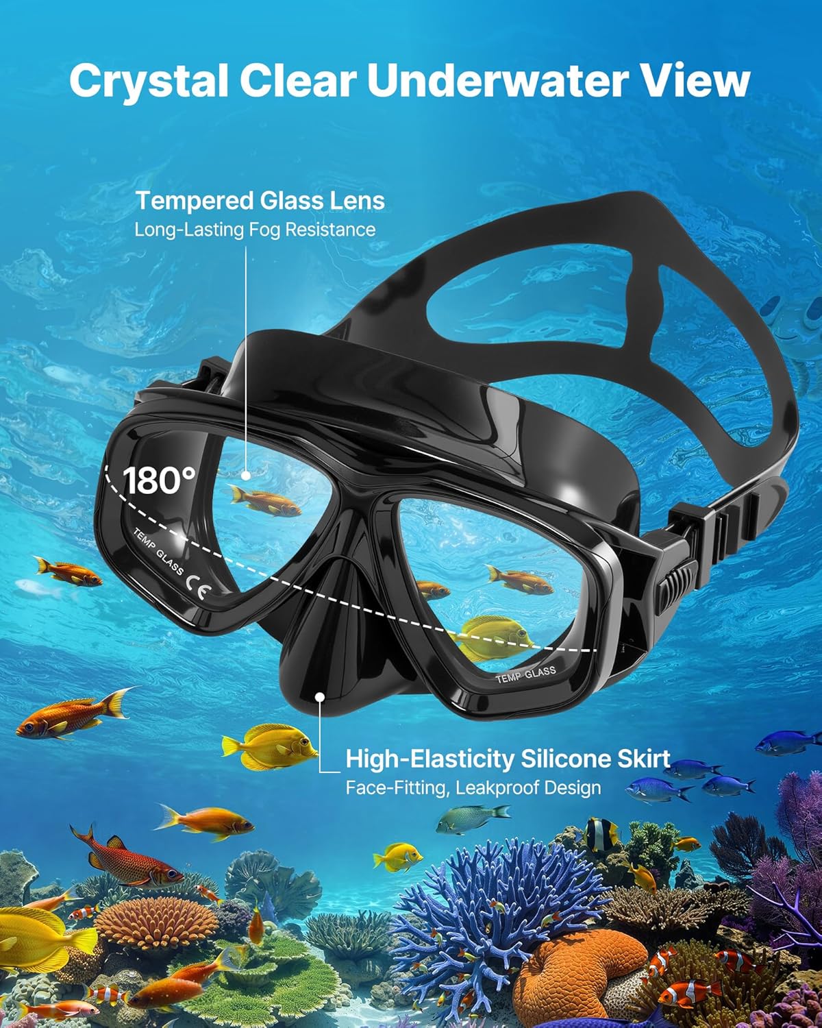 VEVOR Mini Scuba Tank, 1L Portable Diving Tank for Underwater Breathing, Reusable Lung Diving Cylinder up to 20 Minutes Dive Time, Emergency Rescue Pony Bottle with Adapter & Goggles for Snorkeling