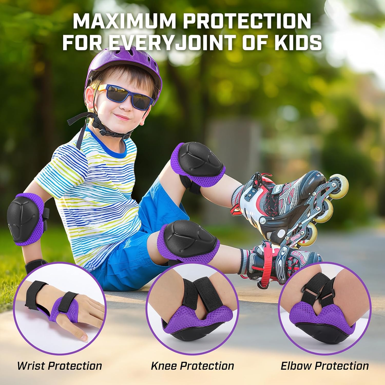 dショッピング |キッズプロテクター 6点セット プロテクター キッズ 子供 マジックテープ式 肘 手 膝 腕 けが防止 怪我防止 安全 自転車  子供用 ガード 軽い 軽量 膝あて 肘あて ニーパッド ひじ ひざ エルボーガード ブルー | カテゴリ：スポーツ小物・雑貨の販売できる ... 子供用保護具6点セット 3~10歳の子供用膝パッド 幼児用膝パッドと肘パッド 手首ガードセット スケート サイクリング バイク ロー