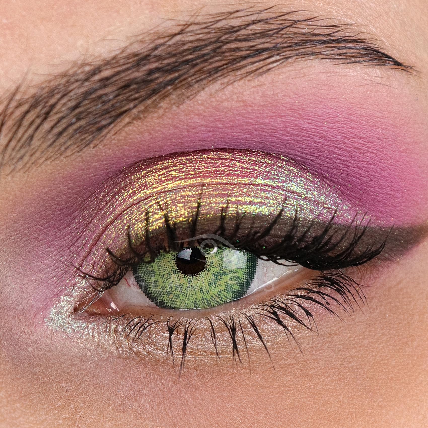 GLAMLENS lentillas de color - vert Ibiza Green + contenedor. 1 par (2 piezas) - 90 Días - Sin Graduación - 0.00 dioptrías - blandos - Lentes de contacto vert de hidrogel de silicona s