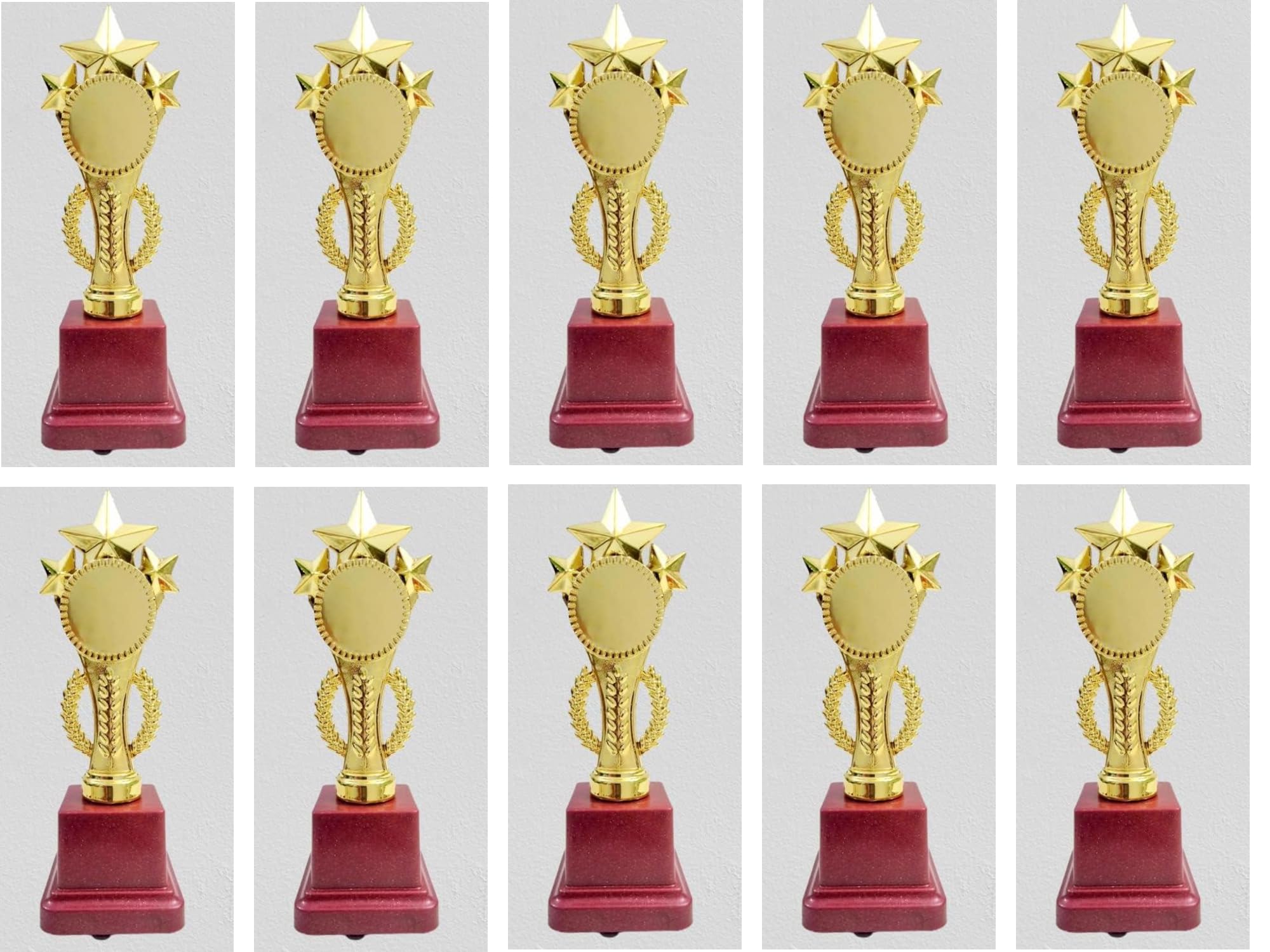 Metallic Fiber 3 Star Golden Winning Trophy/Award for Winner Set of 10-image-41