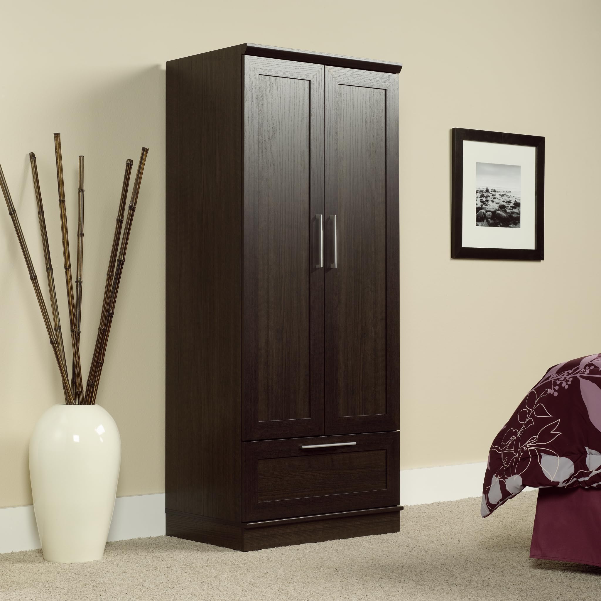 sauder homeplus wardrobe/pantry cabinets, l: 28.98" x w: 20.95" x h: 71.18", dakota oak finish
