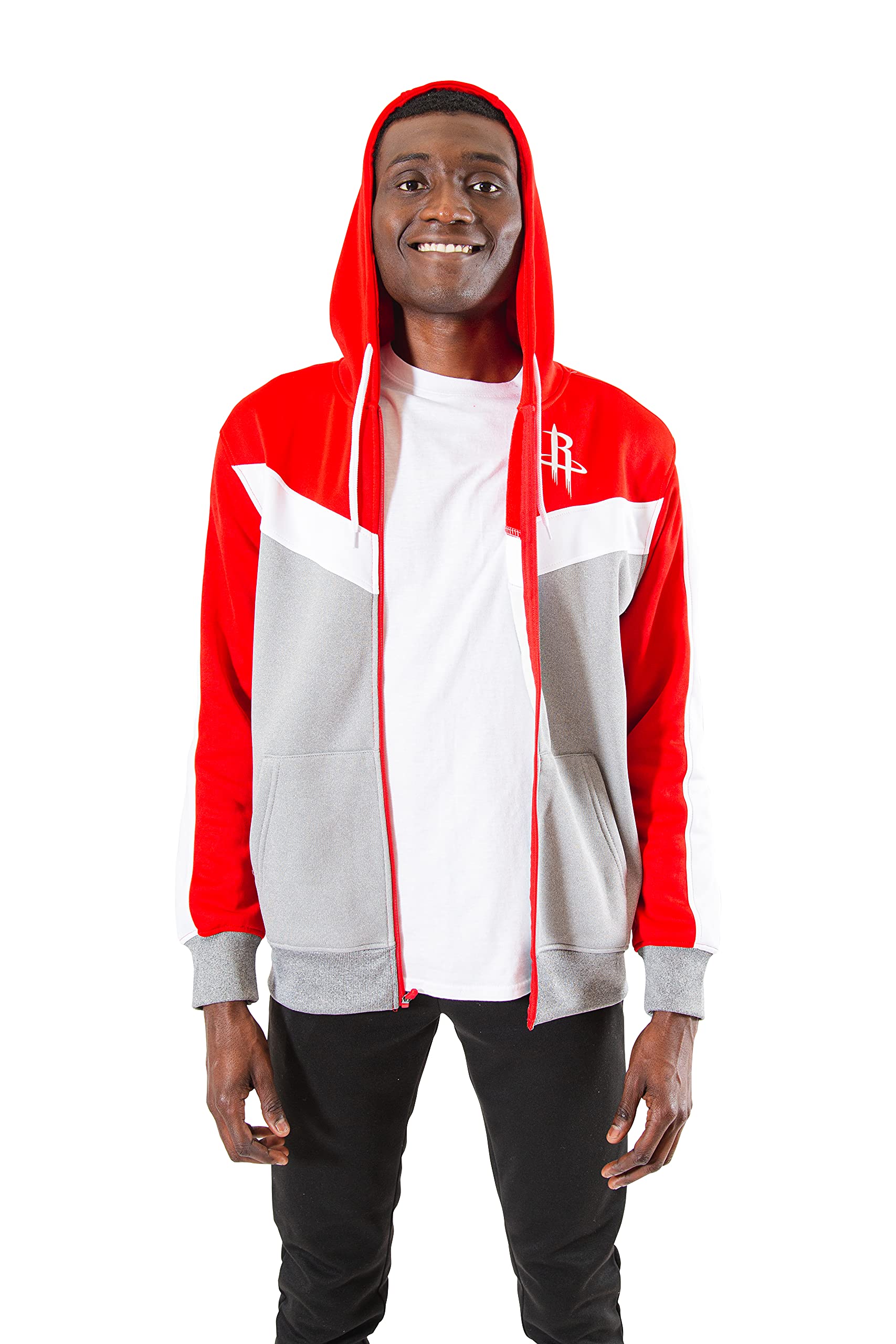 ultra game NBA-Felpa da Uomo con Cappuccio e Zip Intera a Contrasto