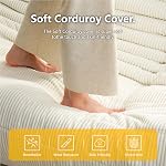 N&V Fireside Loveseat, Mid Century Armless Twin Size Floor Sofa, Soft Premium Corduroy Floor Lounge Chair, Foam Sofa Accent Chair for Living Room Bedroom and Office Frost Grey