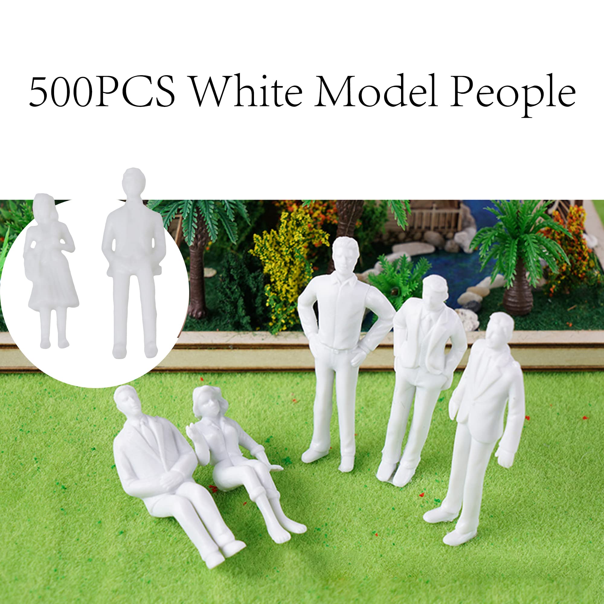 BQLZR White Model People Figures for Decoration 1:75 Scale Male & Female Pack of 500