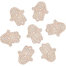LiQunSweet 100 Pcs 2 Inches Vintage Undyed Carved Wood Hand Shaped Cutout Pendants Unfinished Wooden Luck Charms in Bulk for Jewelry Making and Craftings - 48mm