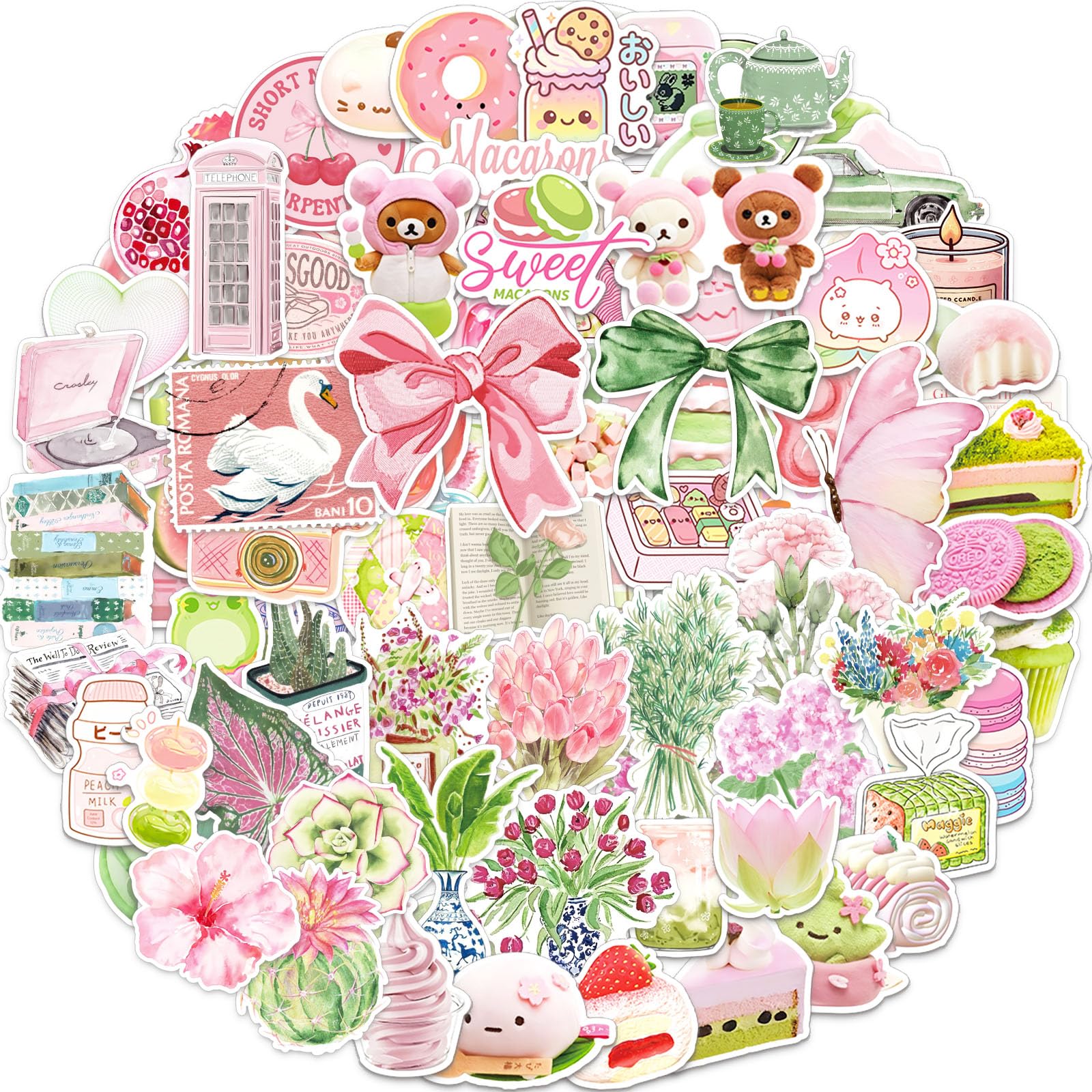 Cute Stickers 100 Pcs Pink Coquette Sticker Pack for Girls and Women